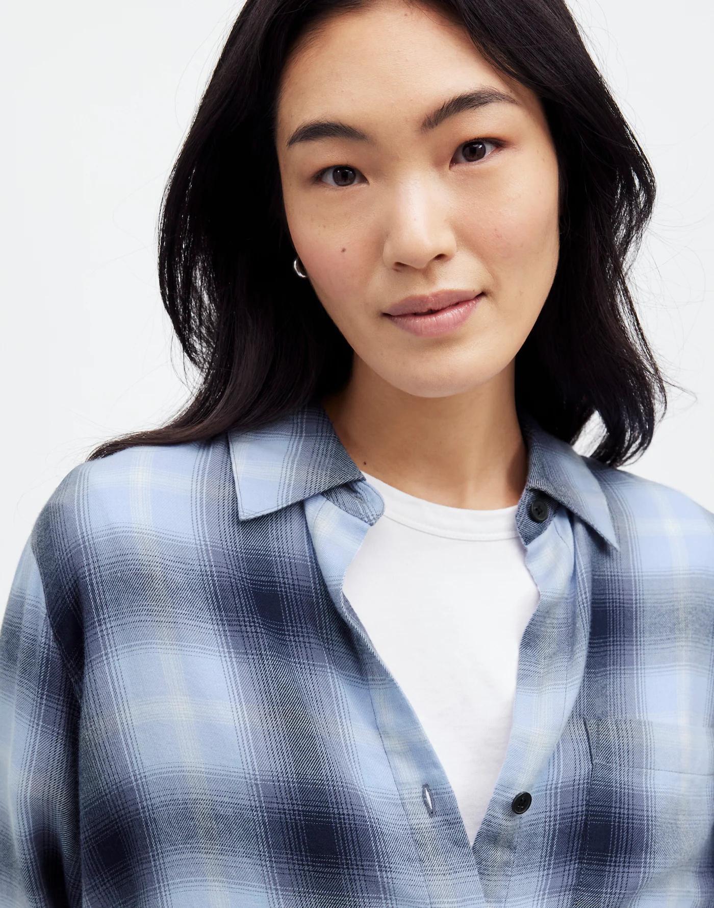 Easy Y-Neck Button-Up Shirt Product Image