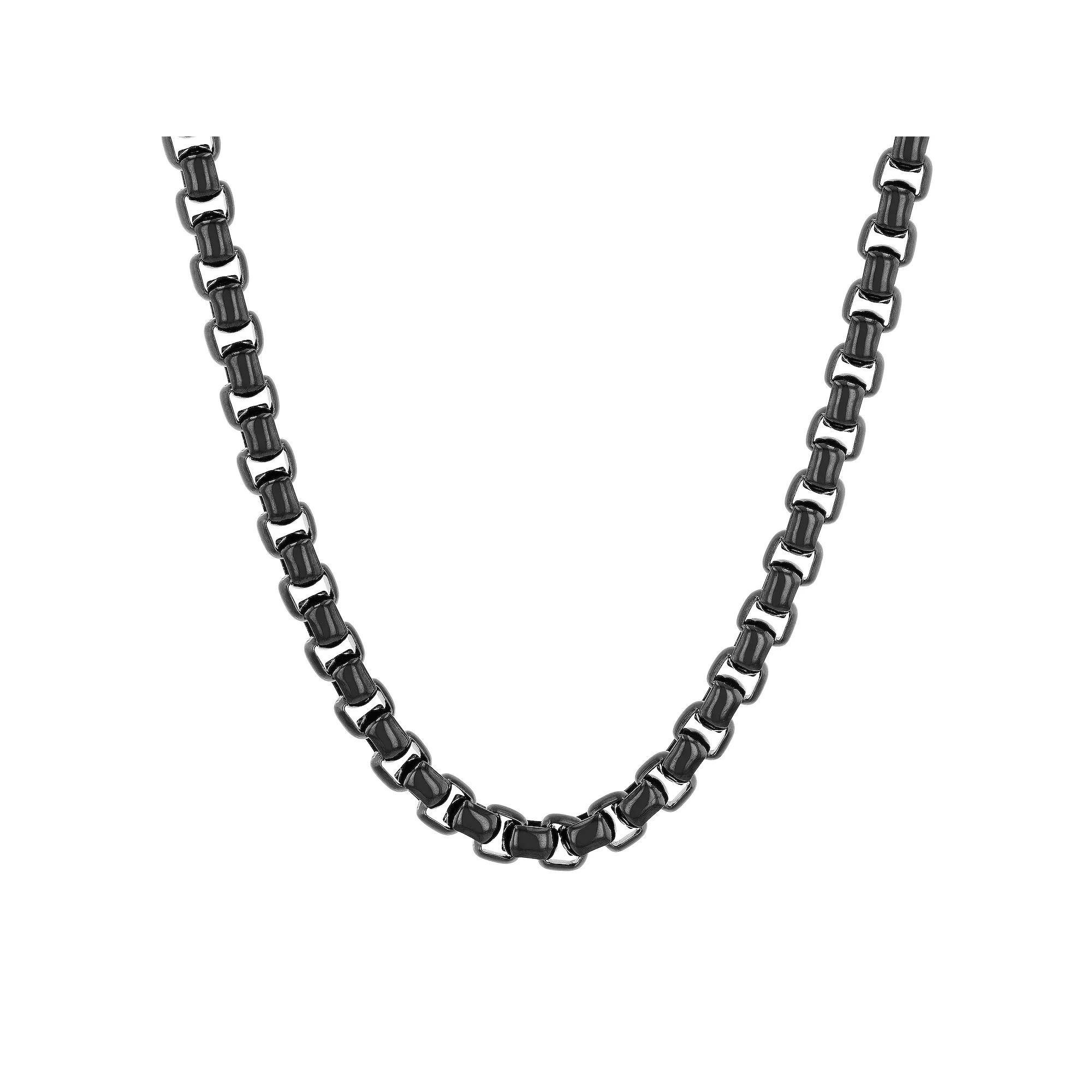 Steel Nation Men's Black Ion-Plated Stainless Steel Square Link Chain Necklace, Size: 24", Silver Product Image