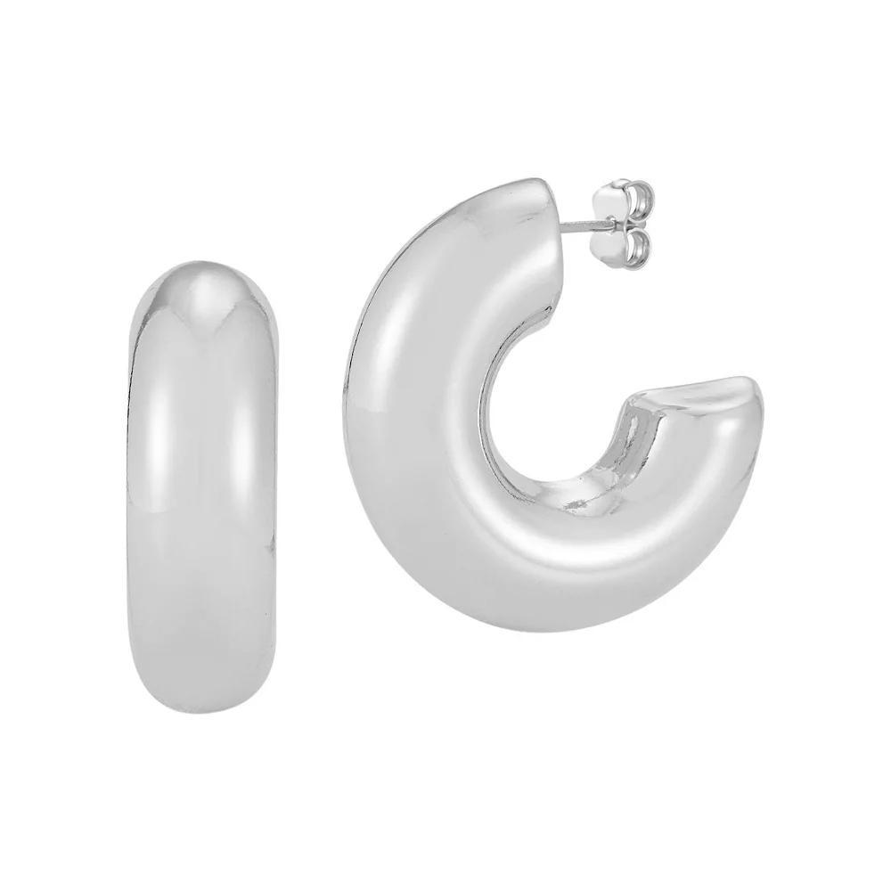 WINX Bold Thick Round C-Hoop Earrings, Women's, Silver Tone Product Image