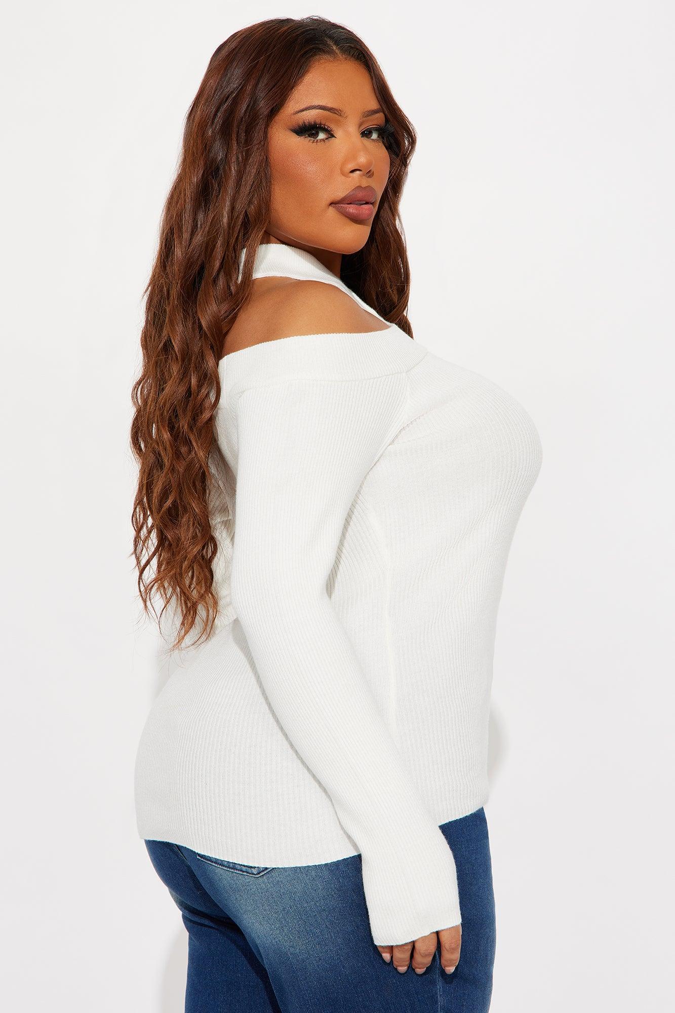Cross My Heart Off Shoulder Sweater - Off White Product Image