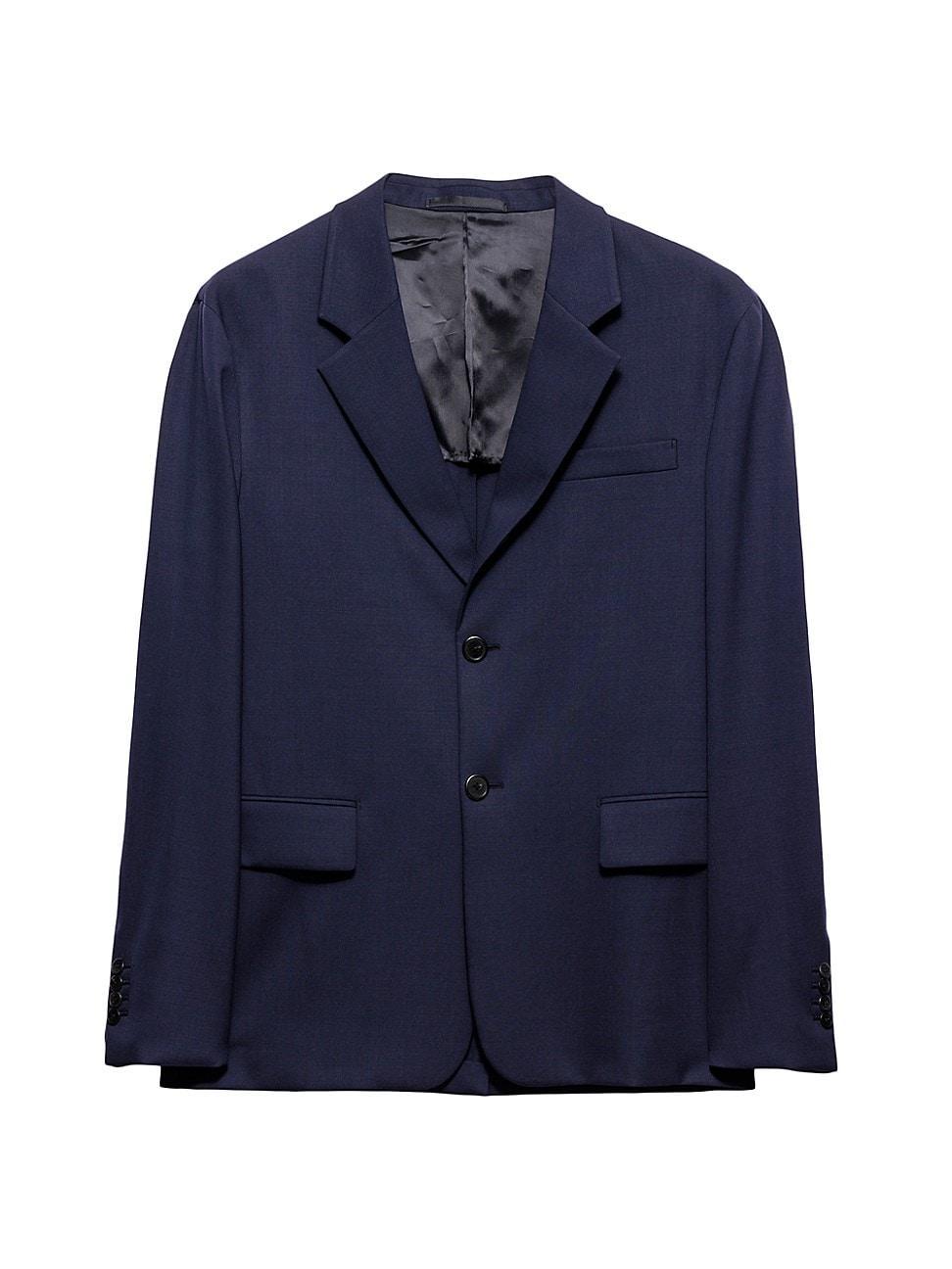 Mens Single-Breasted Wool Blend Jacket Product Image