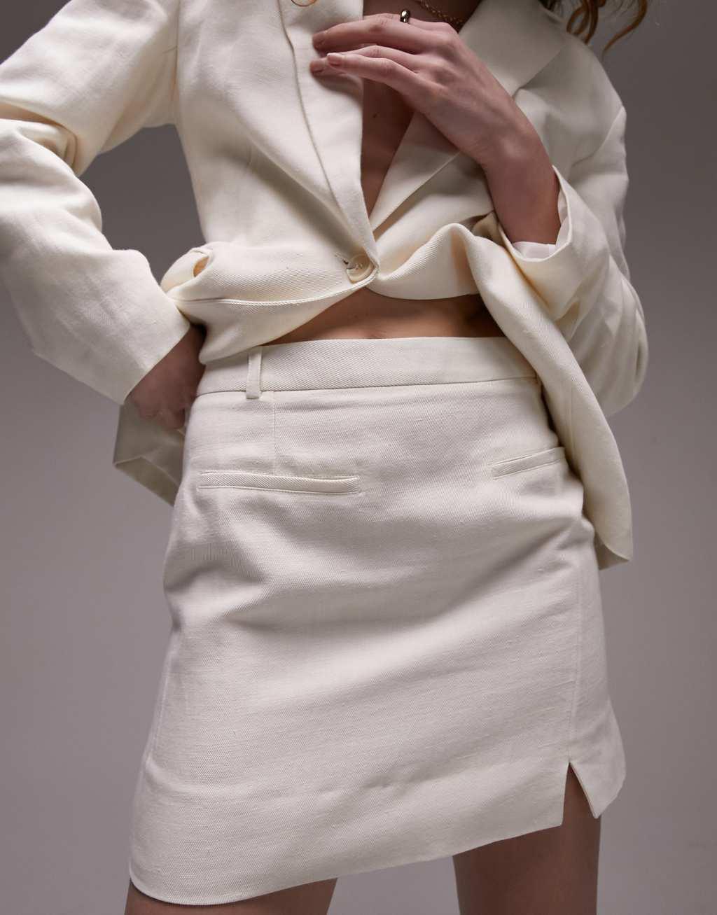 Topshop linen blend pelmet skirt in cream Product Image
