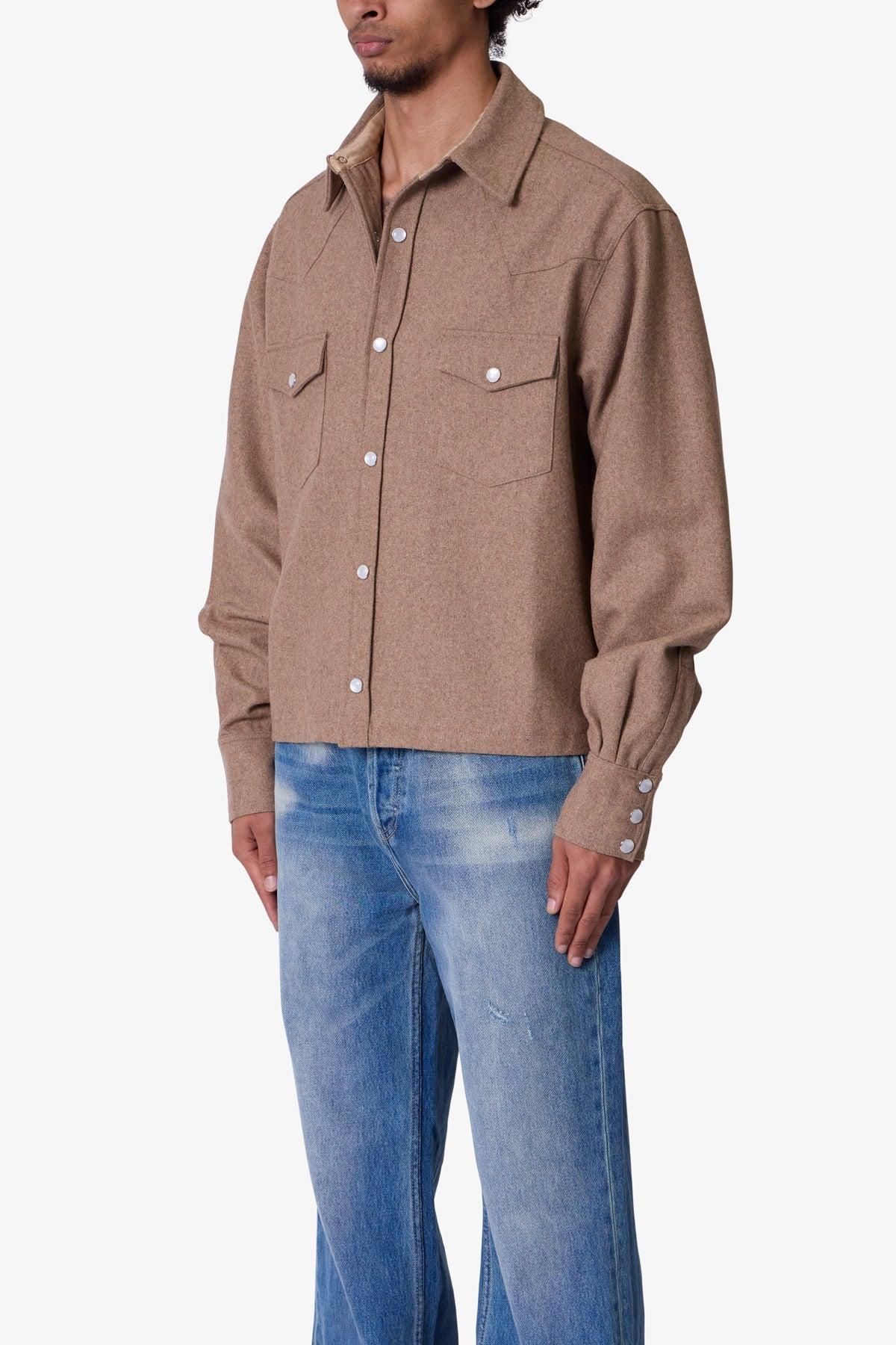 Western Wool Snap Front Shirt - Brown Product Image