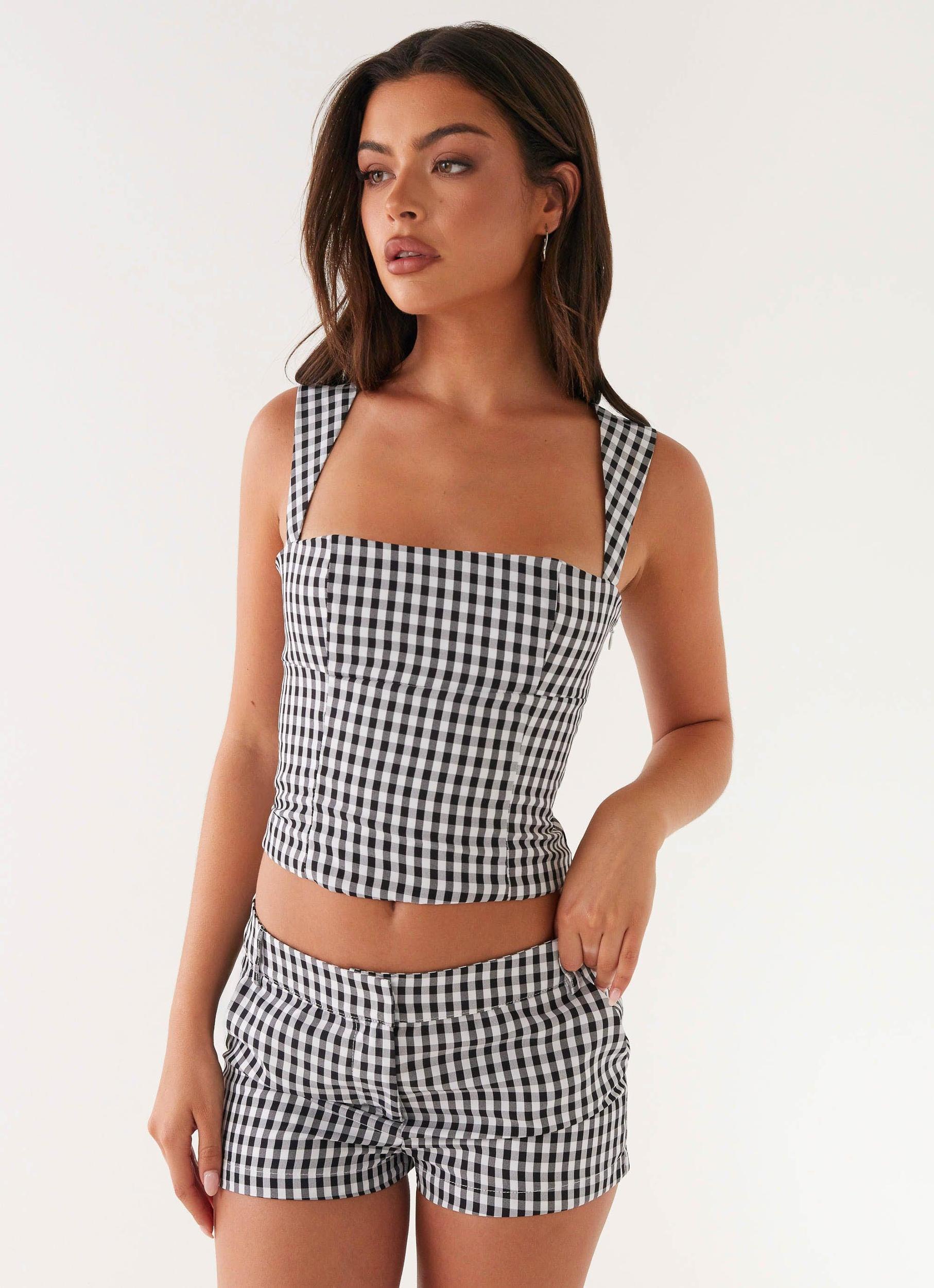 Clayton Top - Black Gingham Product Image