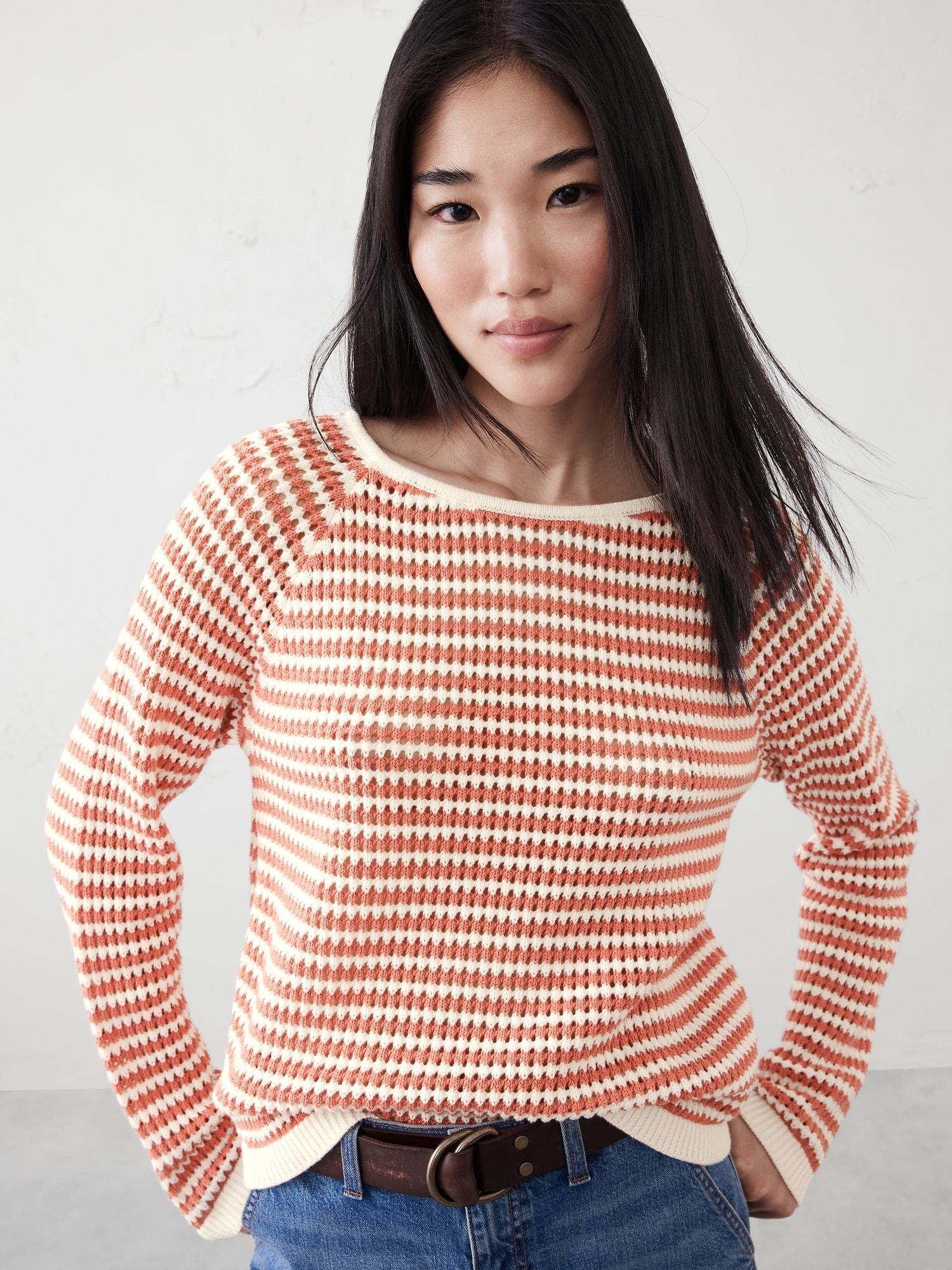 Open Stitch Striped Sweater Product Image