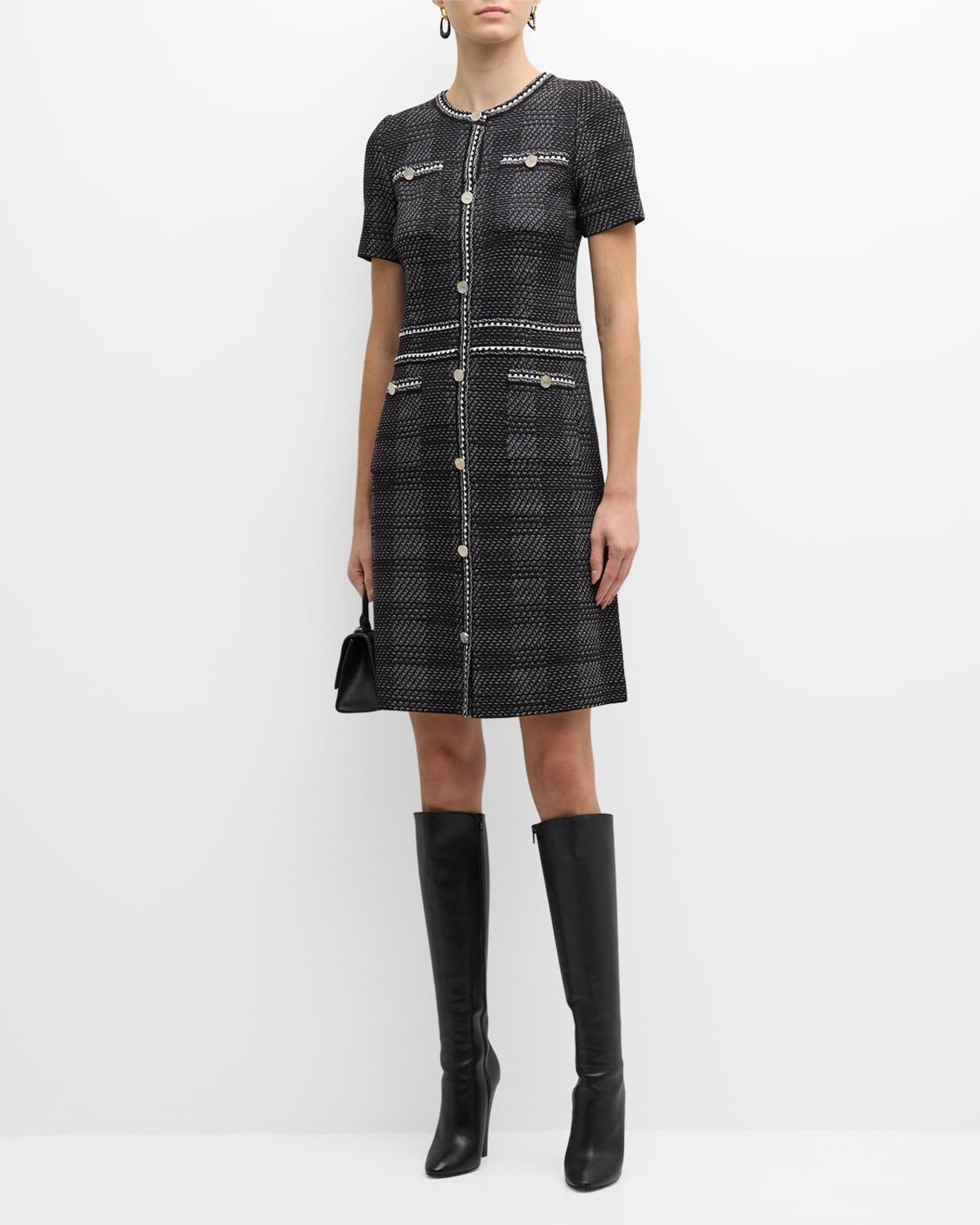 Womens Plaid Tweed Modern-Fit Sheath Dress Product Image