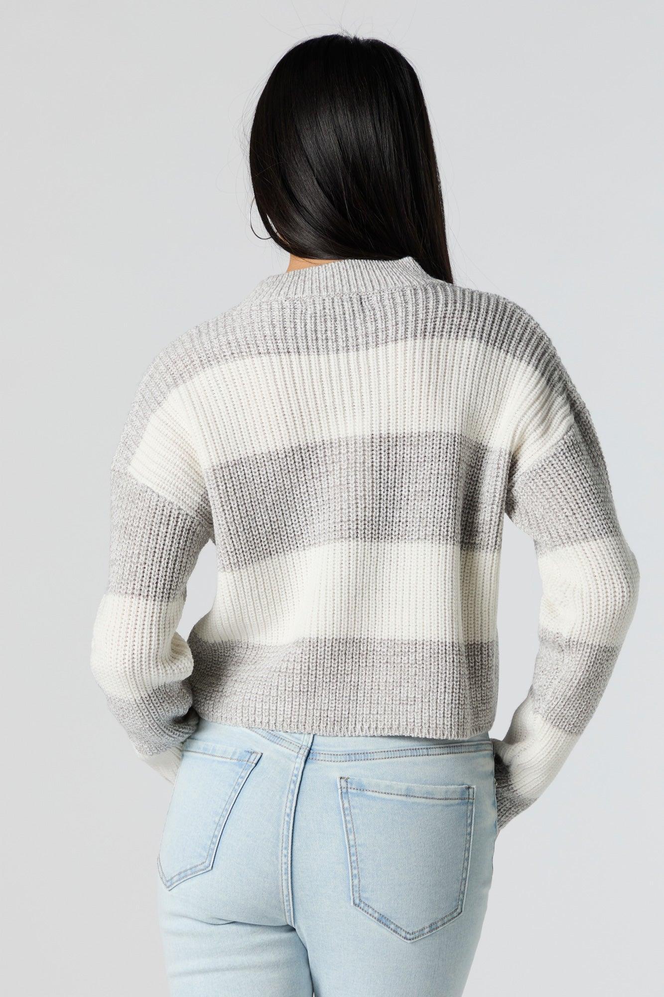 Striped Crew Neck Knit Sweater Female Product Image