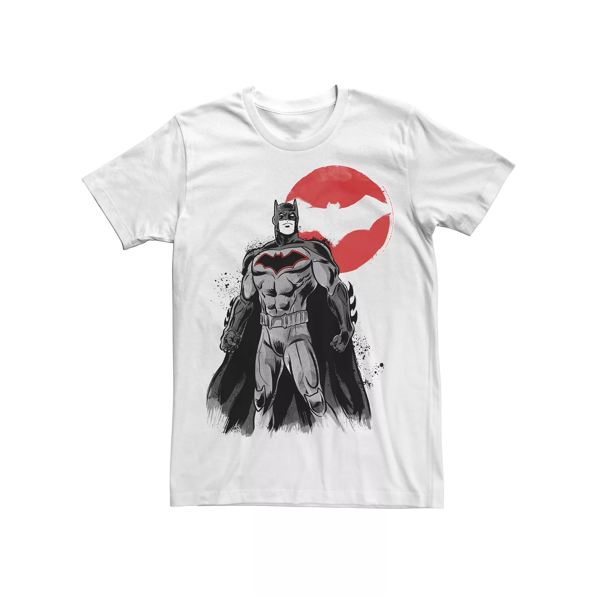 Men's Batman Kanji Style Sketch Poster Tee, Size: Large, White Product Image