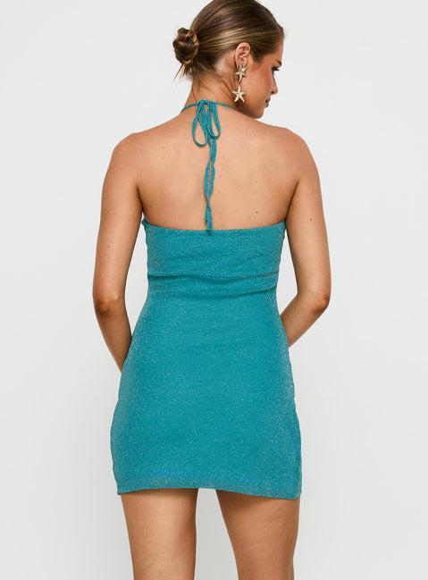 Armonia Mini Dress Teal Product Image