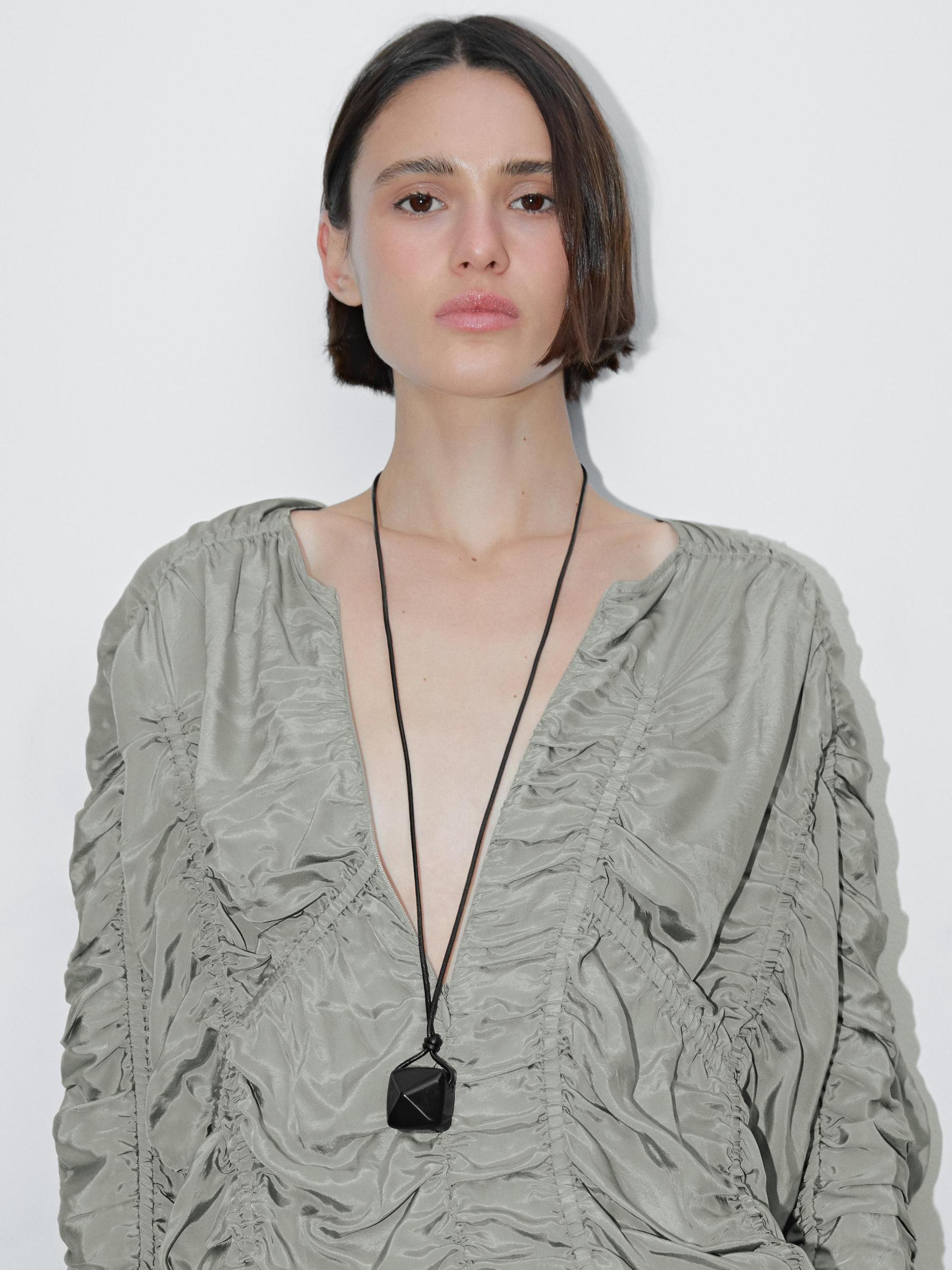 Flowing blouse with gathered detail - Studio Product Image