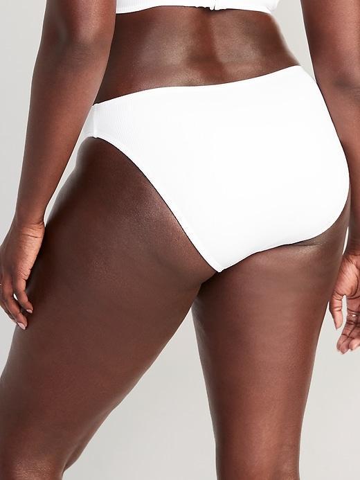 High-Waisted French-Cut Ribbed Bikini Swim Bottoms Product Image