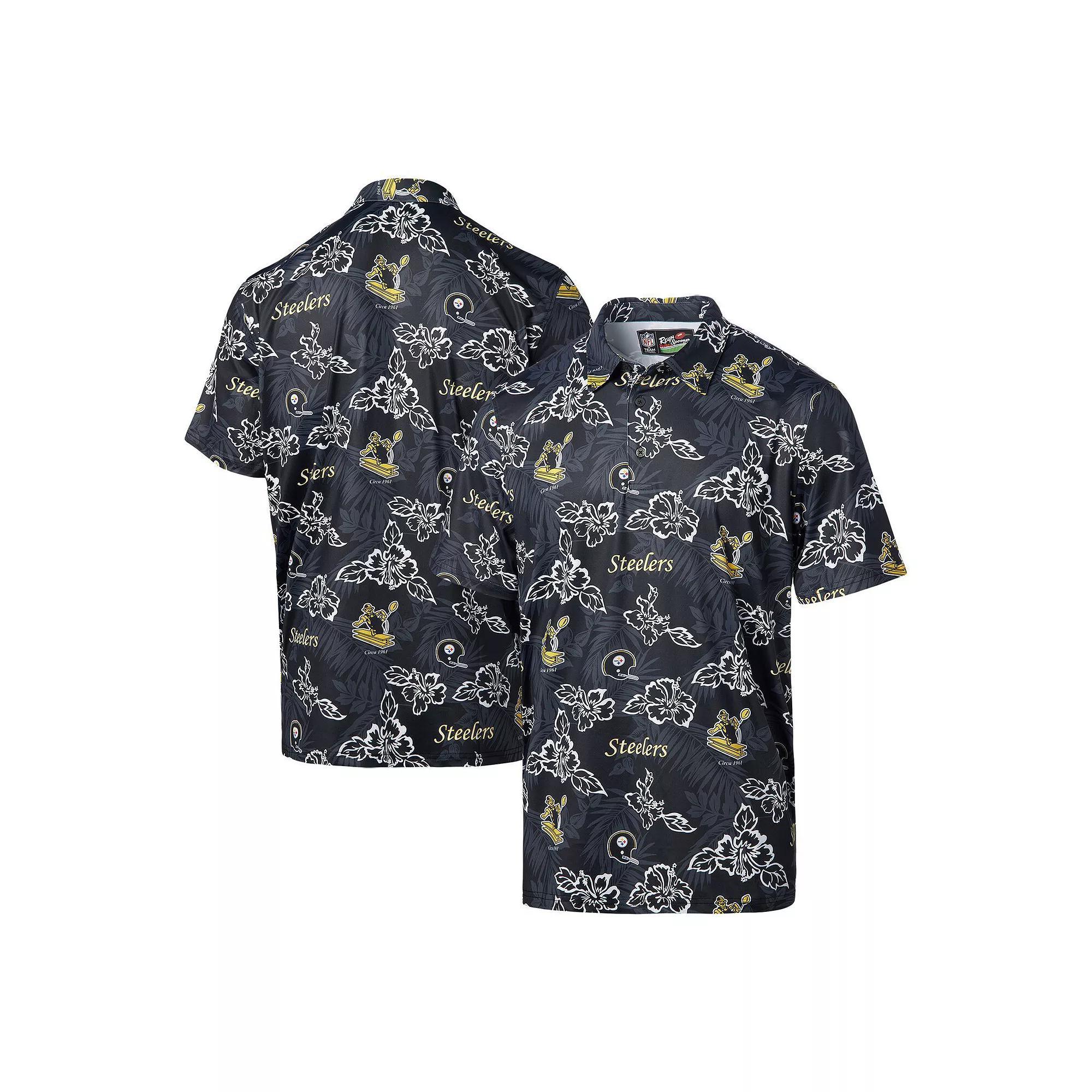 Men's Reyn Spooner Black Pittsburgh Steelers Throwback Pua Performance Polo, Size: Medium Product Image