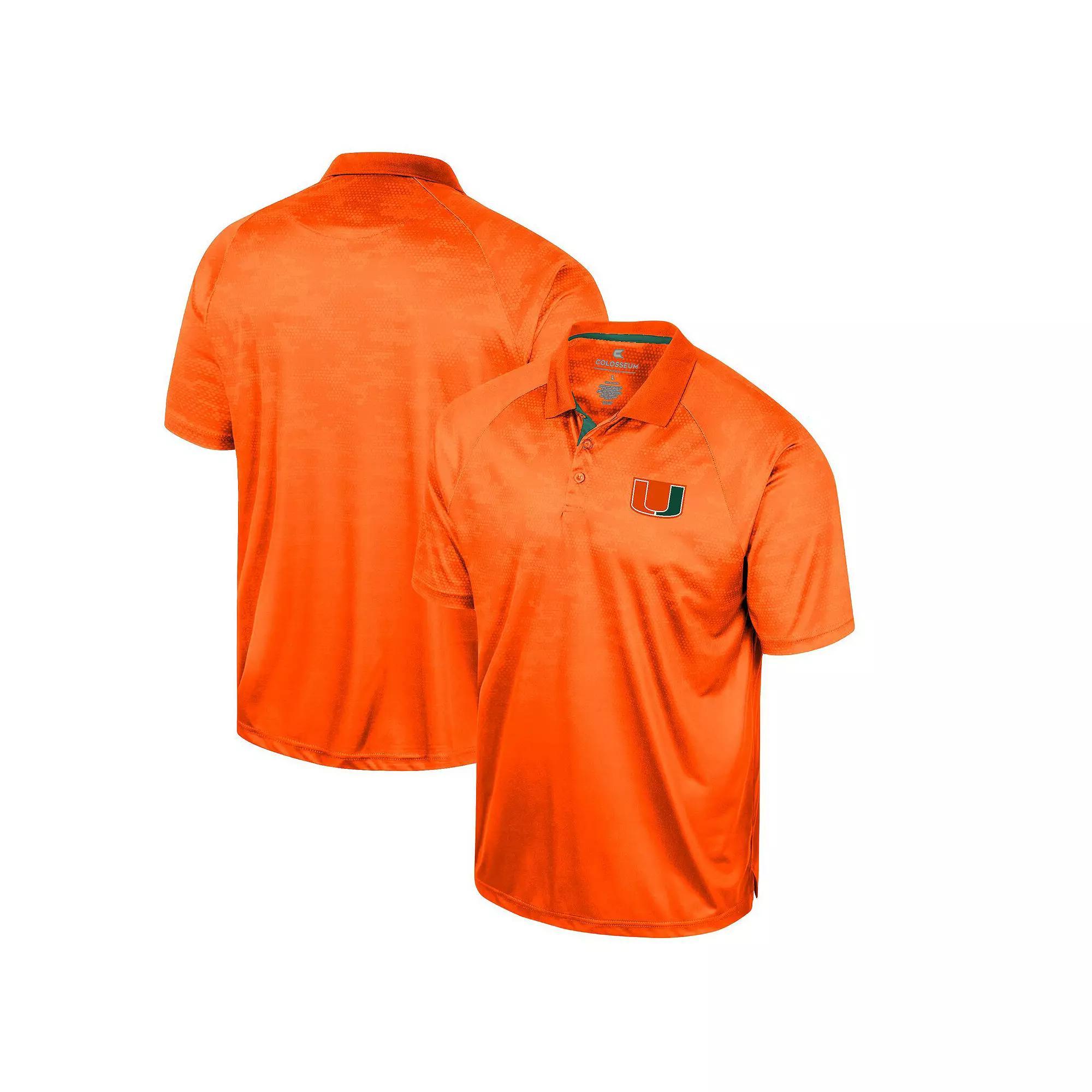 Men's Colosseum Orange Miami Hurricanes Honeycomb Raglan Polo, Size: Large Product Image