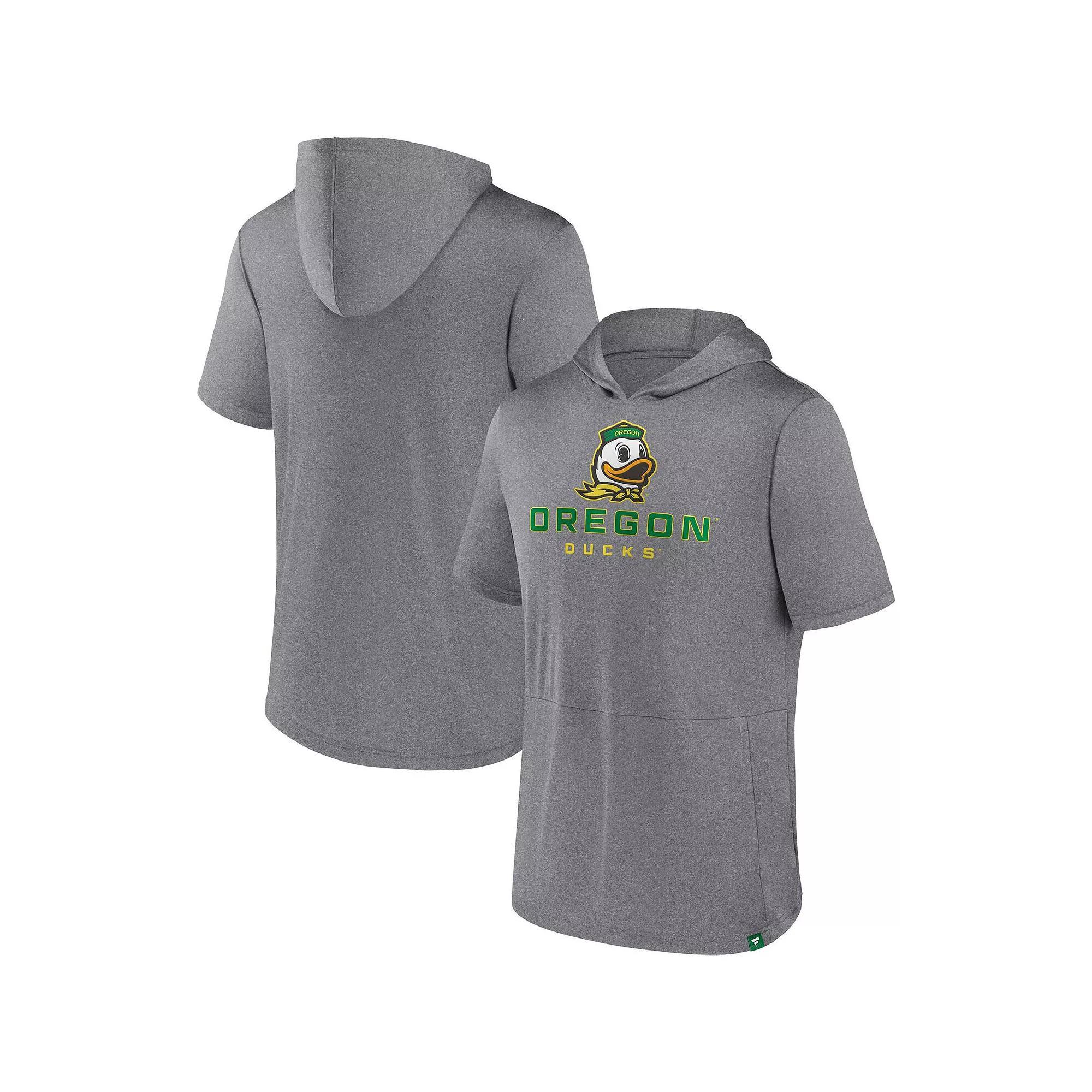 Men's Fanatics Branded Heather Gray Oregon Ducks Modern Stack Hoodie T-Shirt, Size: Medium, Grey Product Image