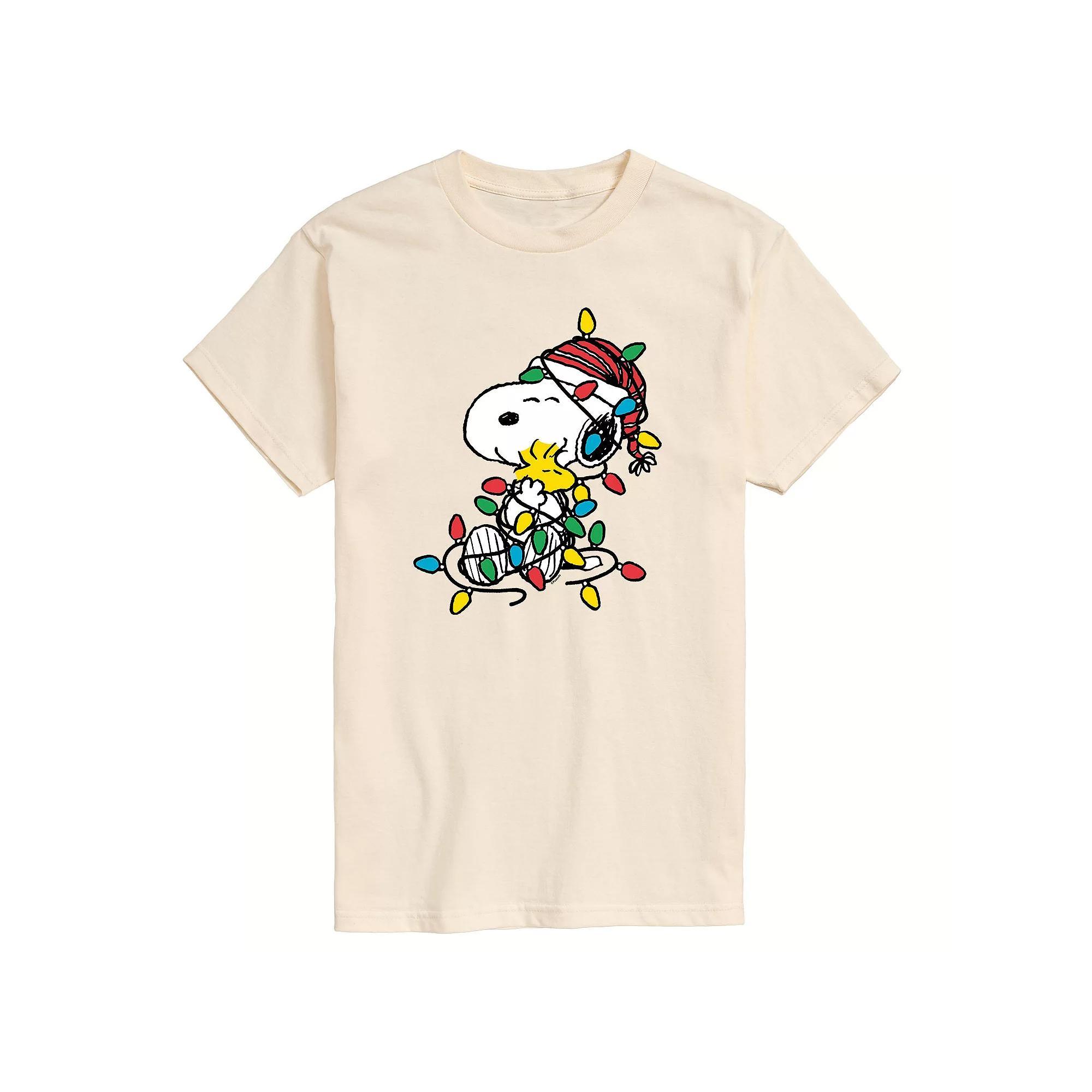 Men's Peanuts Christmas Lights Tee, Size: Small, White Product Image