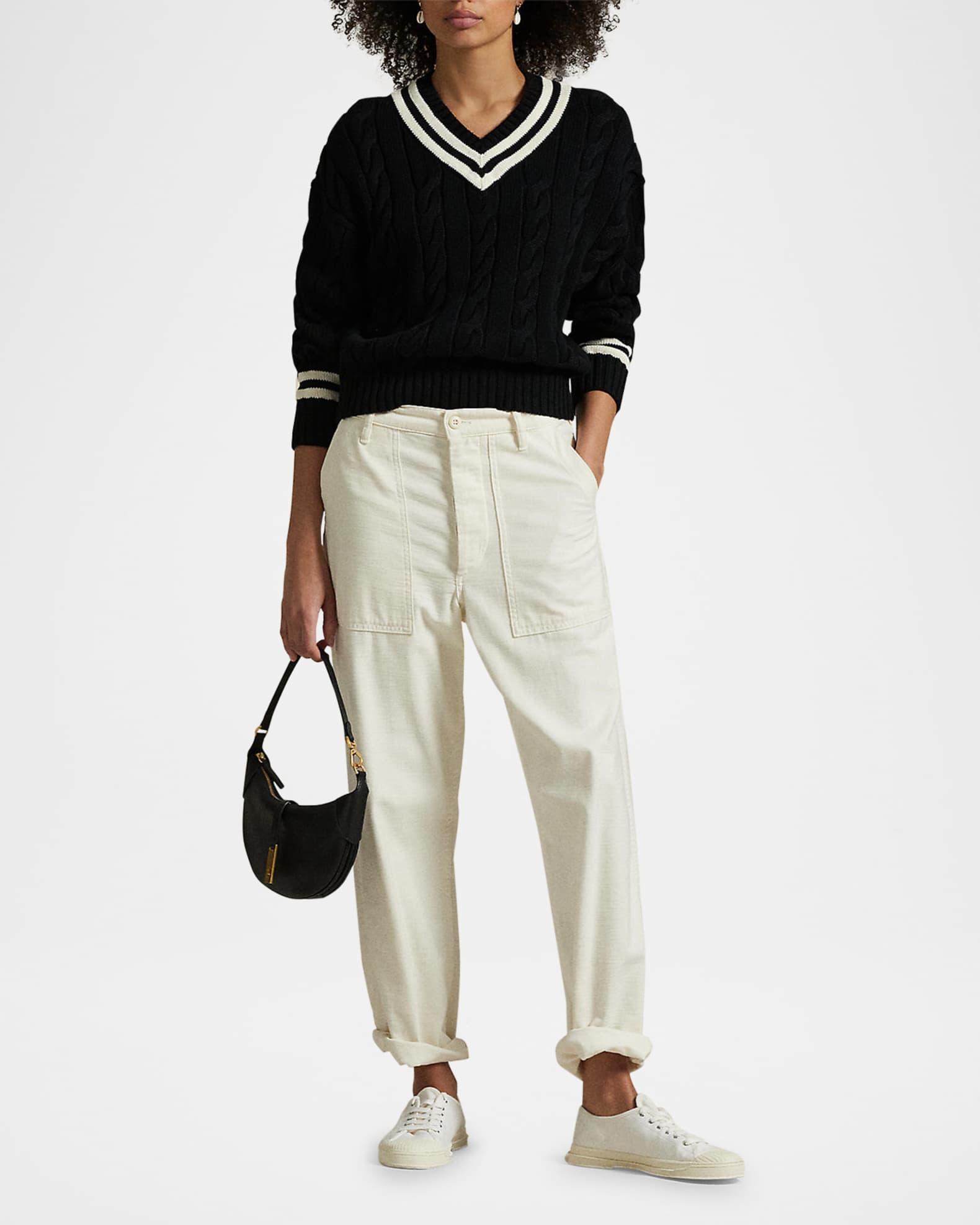 Aran-Knit Cotton Cricket Sweater Product Image