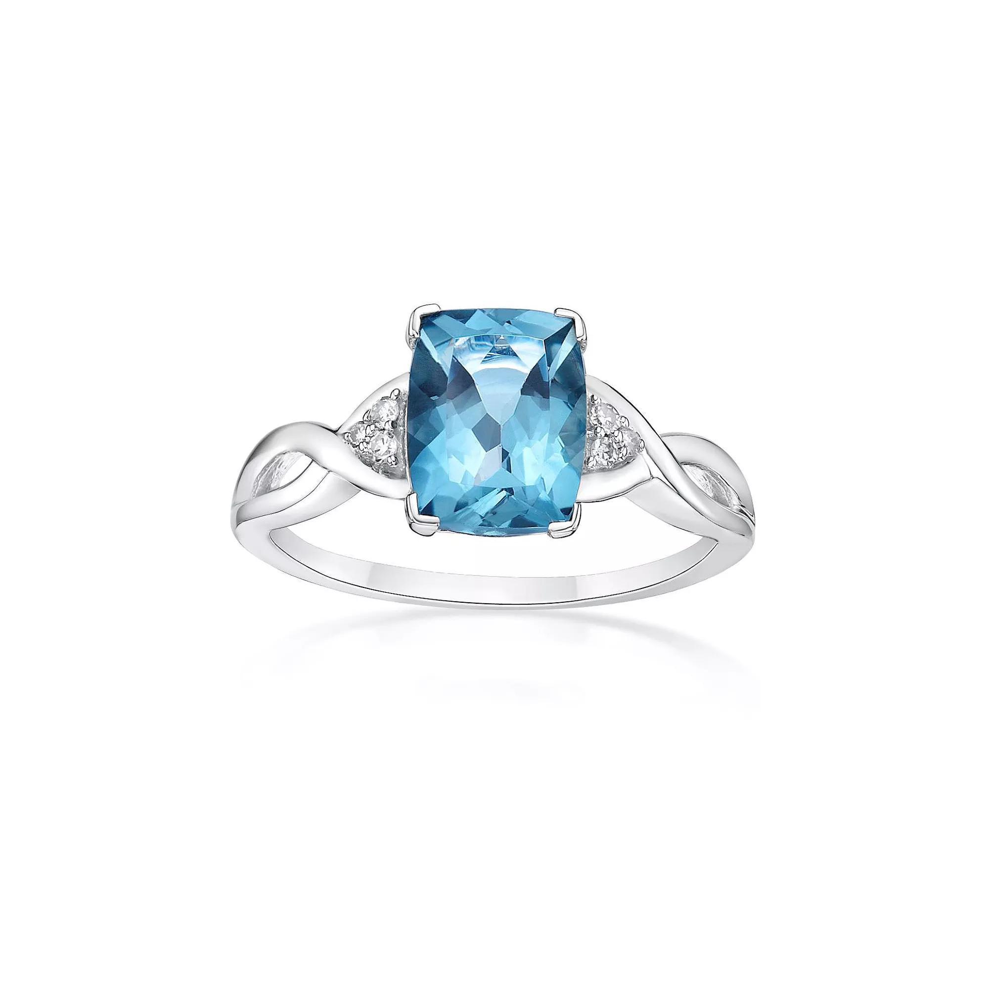 Gemminded 10k White Gold London Blue Topaz & Diamond Accented Ring, Womens Product Image