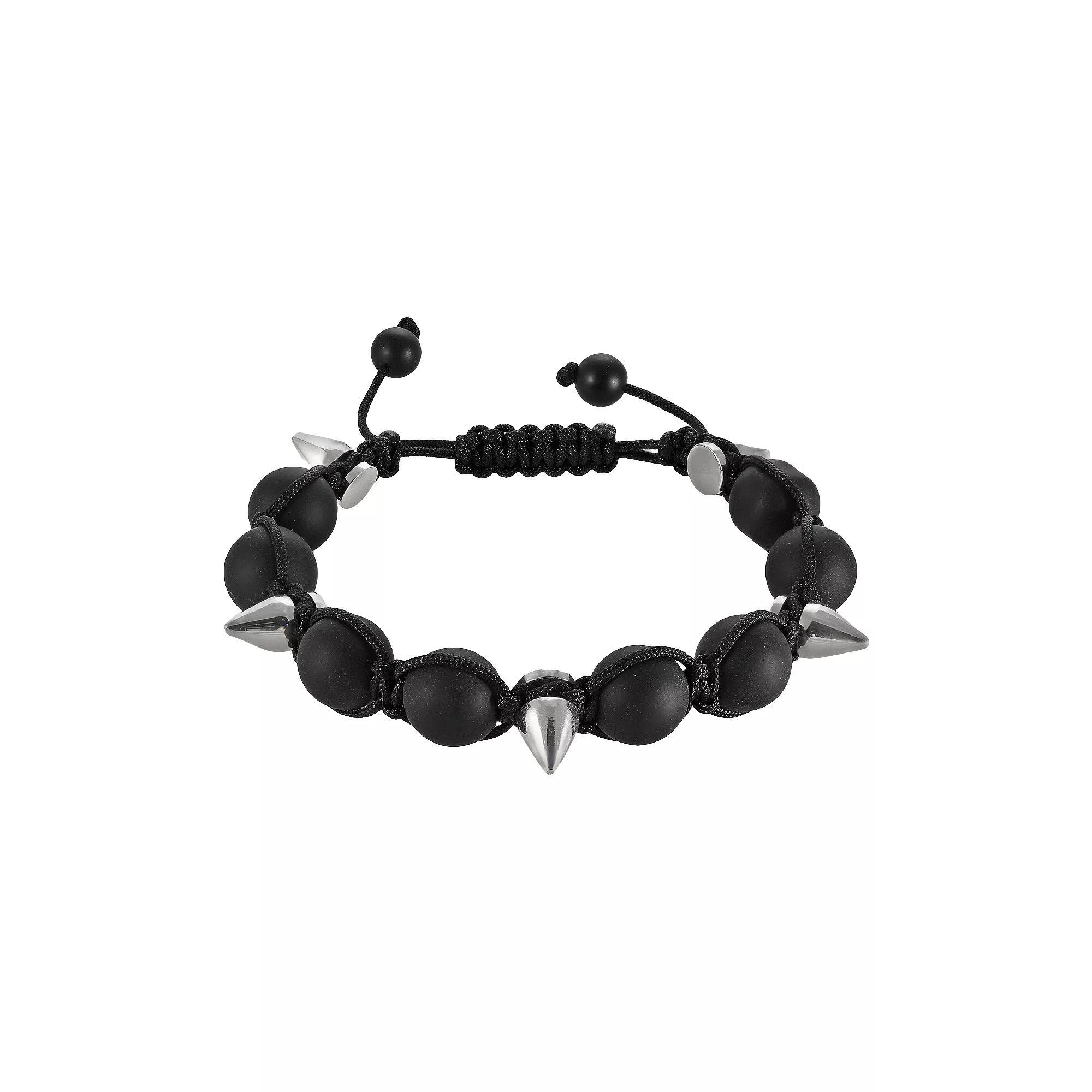 Stainless Steel Hematite Bead Slipknot Bracelet - Men, Men's, Size: 8.5", Grey Product Image