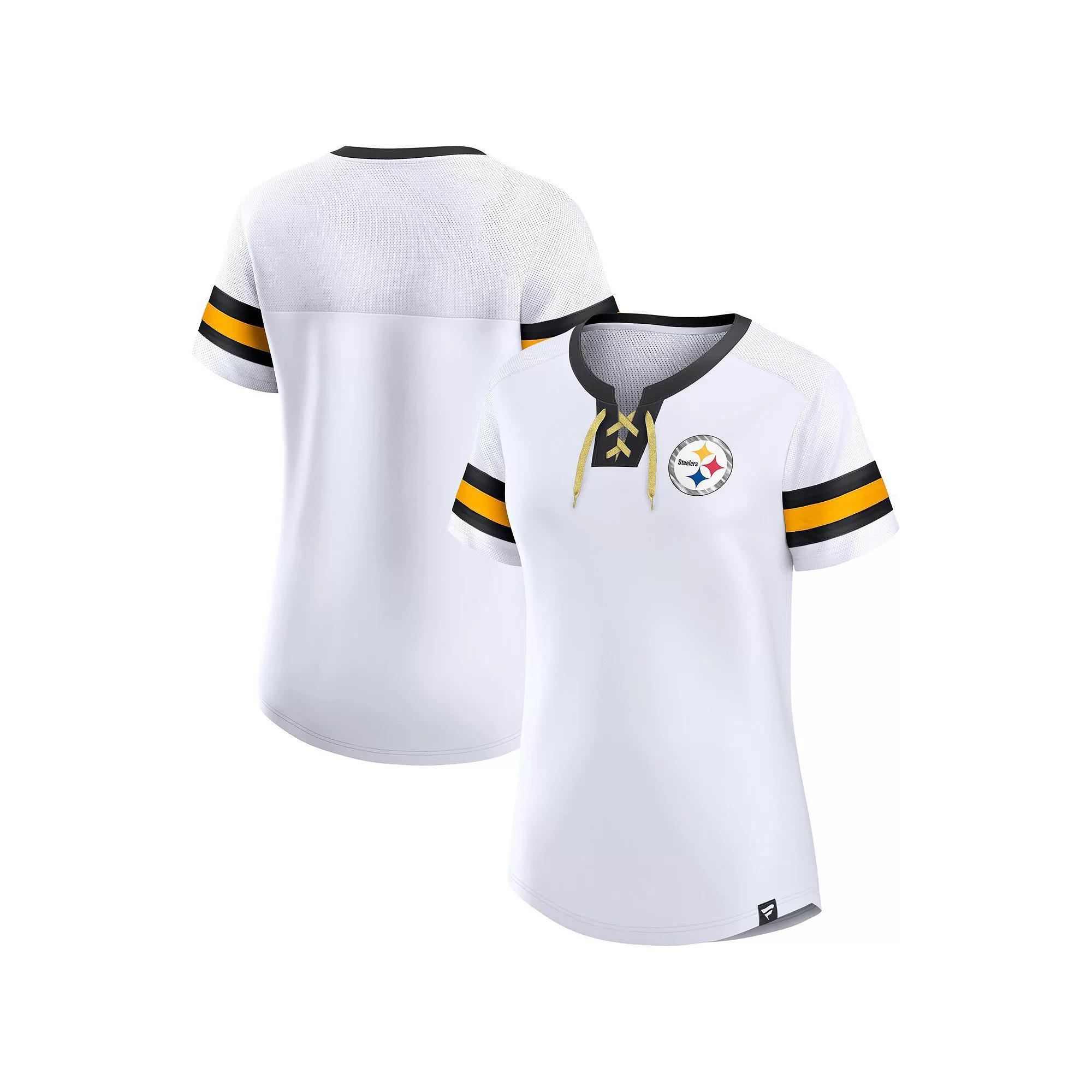 Women's Fanatics Branded White Denver Broncos Sunday Best Lace-Up T-Shirt, Size: Small Product Image