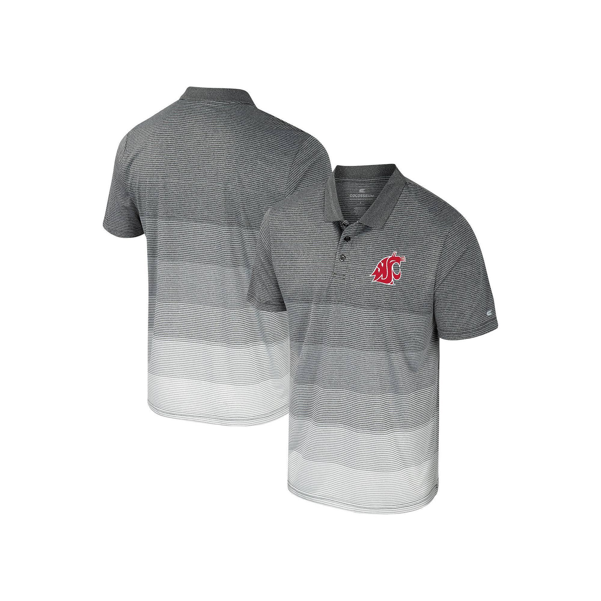 Men's Colosseum Gray Washington State Cougars Striped Mesh Polo, Size: 3XL, Wsc Grey Product Image