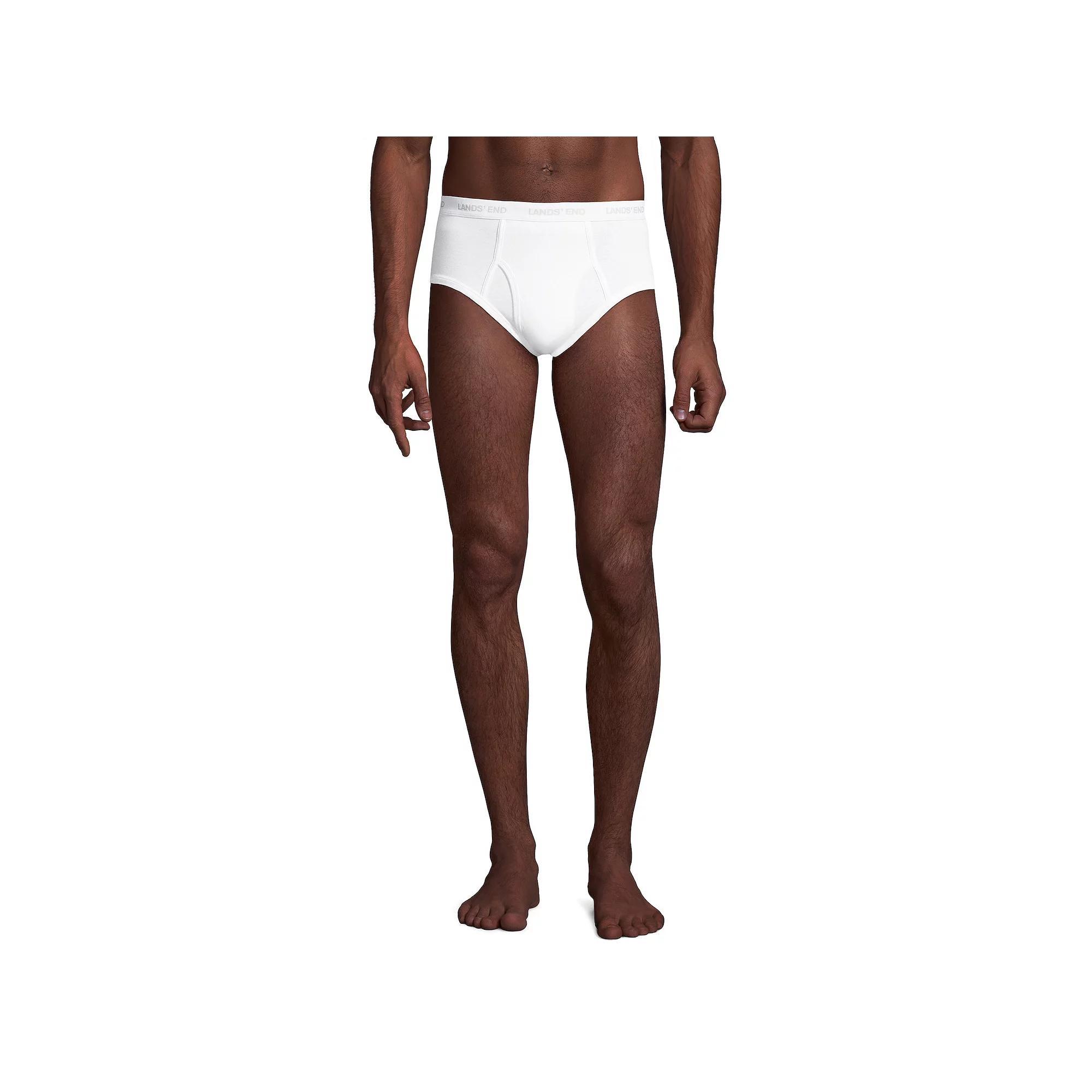 Big & Tall Lands' End 3-pack Knit Briefs, Men's, Size: 4XB, White Product Image