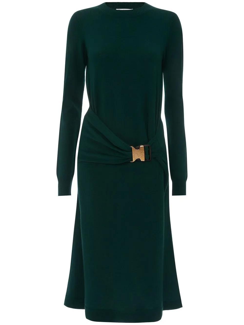 JW ANDERSON Buckle-waist Midi Dress In Green Product Image