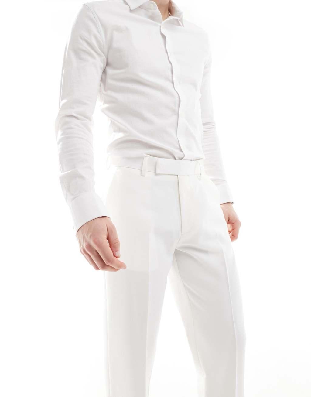 ASOS DESIGN smart straight leg pants in white Product Image