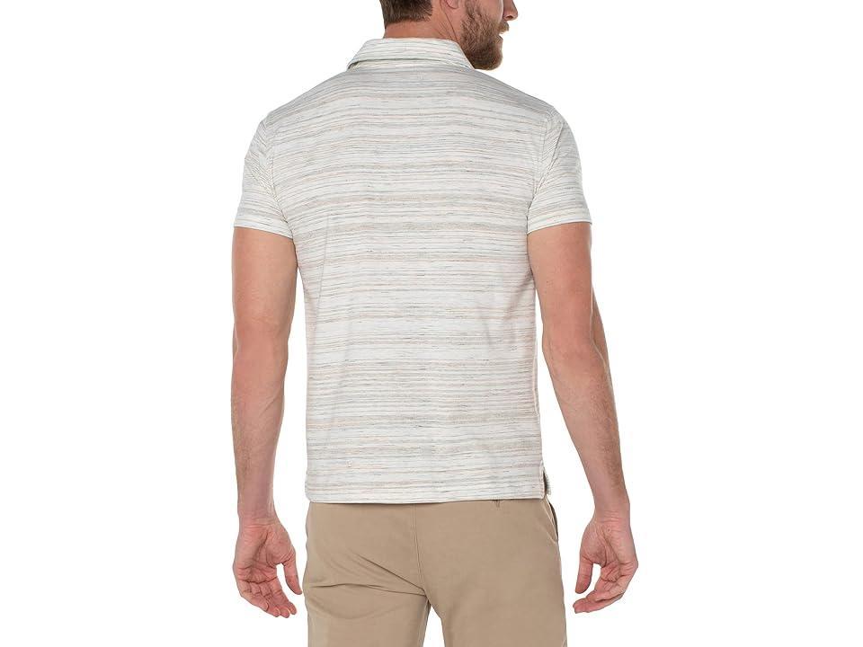 Liverpool Los Angeles Short Sleeve Henley Space Dye Knit (Cream ) Men's Short Sleeve Knit Product Image