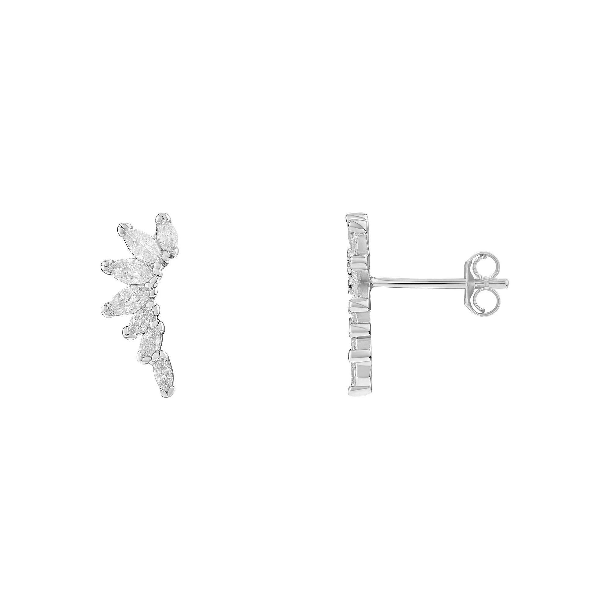 PRIMROSE Sterling Silver Graduated Marquise Cubic Zirconia Cluster Stud Earrings, Women's, Sterling And Clear Product Image