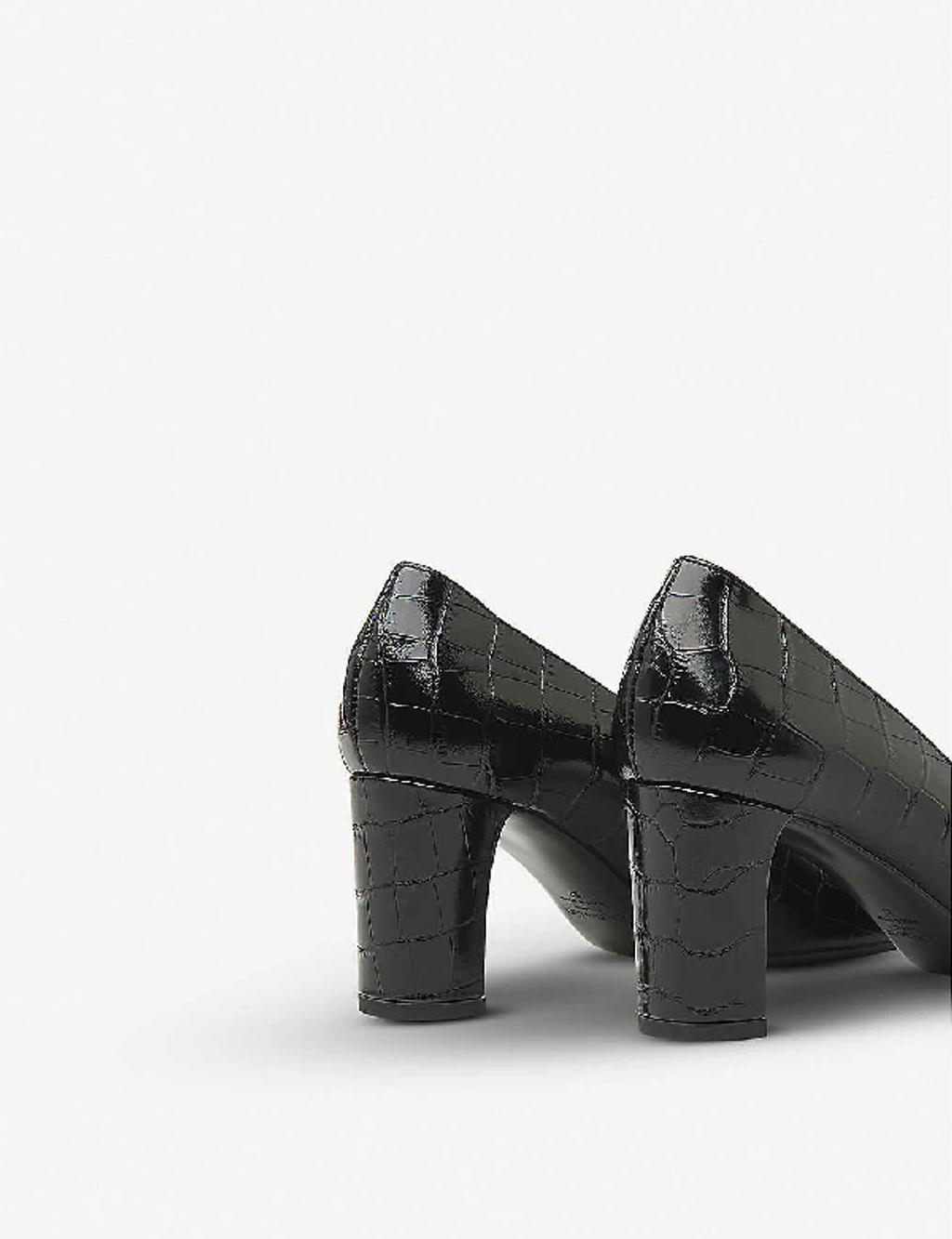 LK BENNETT Winola Mock-croc Leather Courts In Black Product Image