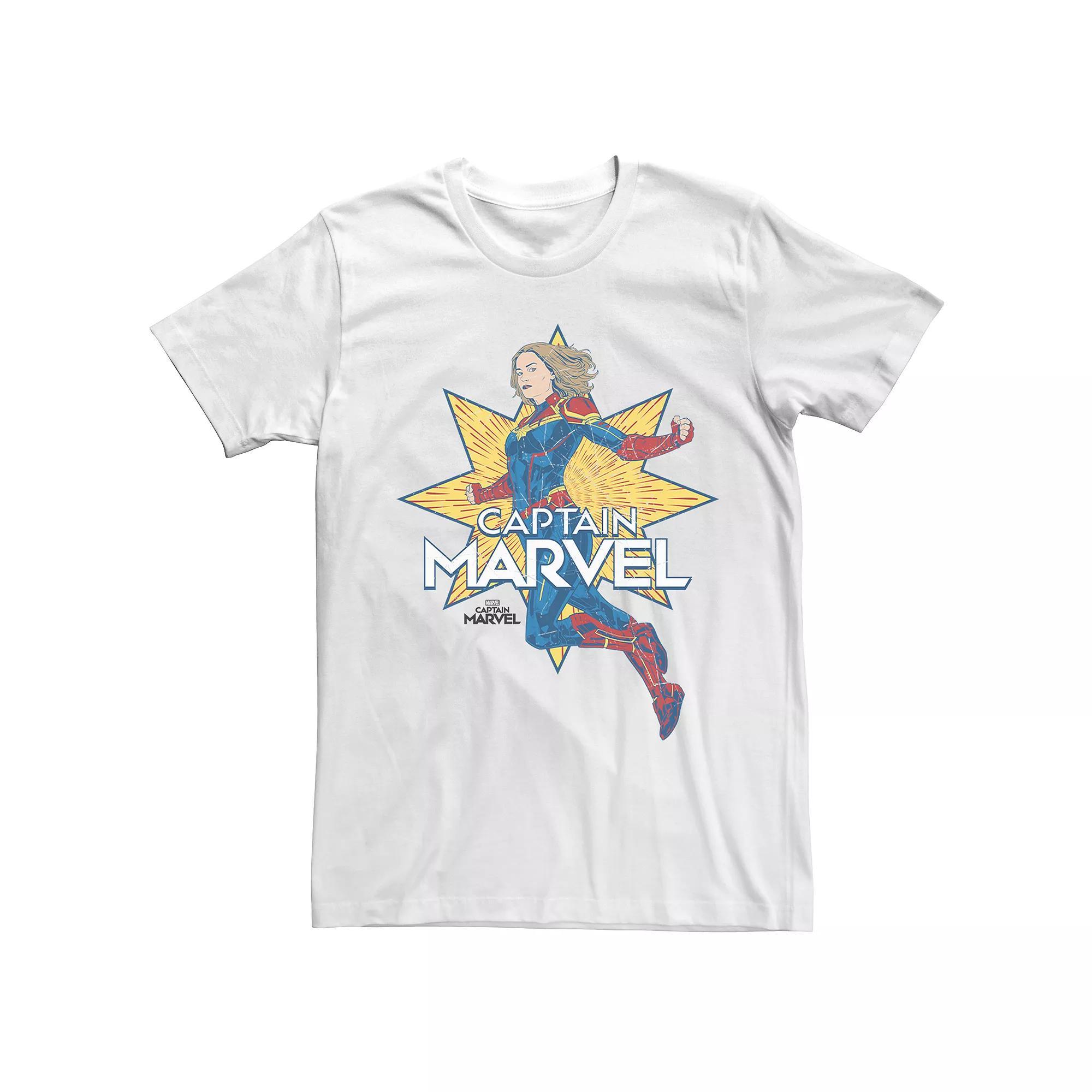 Men's Captain Marvel Star Tee, Size: XL, White Product Image