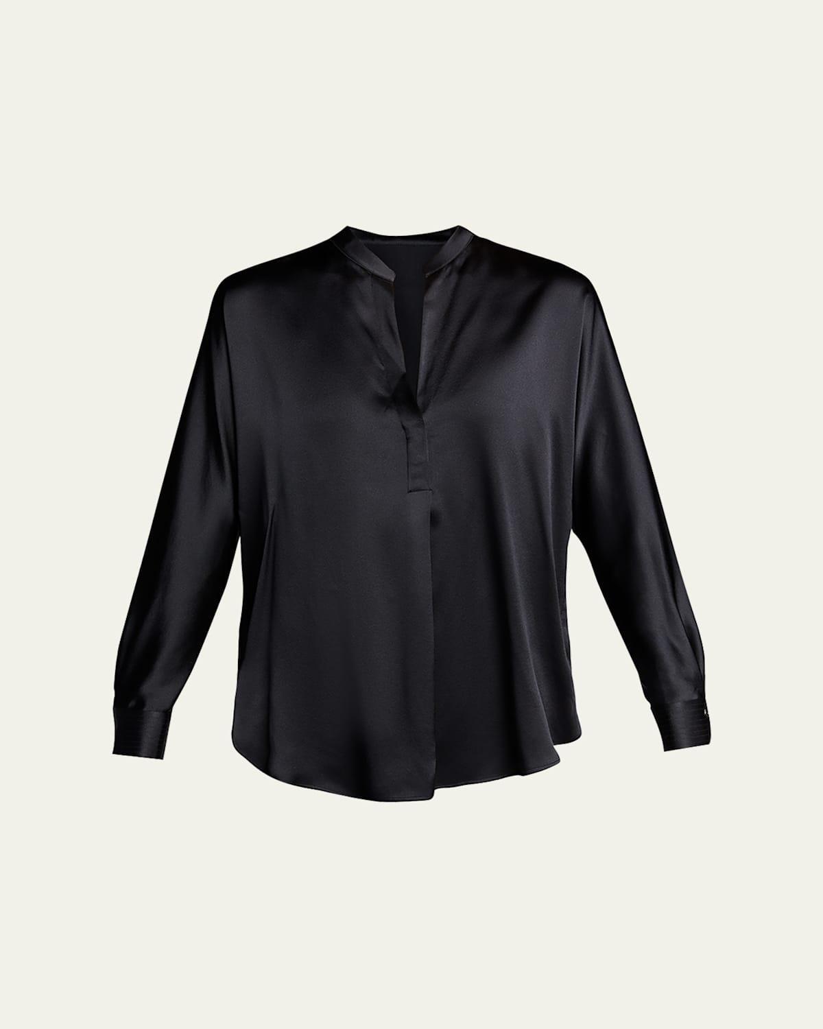 Vince Silk Banded Collar Blouse Product Image