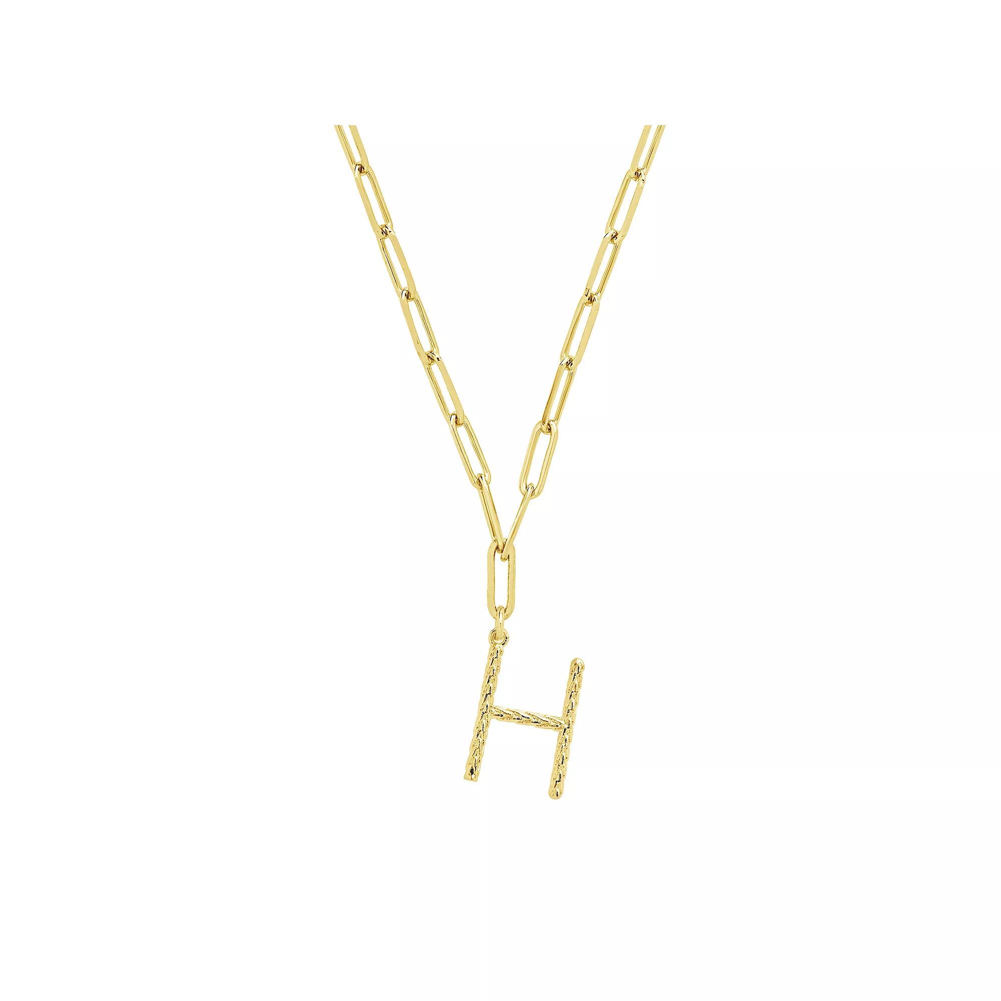 MC Collective Braided Initial Pendant Necklace, Women's, Size: 16", Silver Tone H Product Image