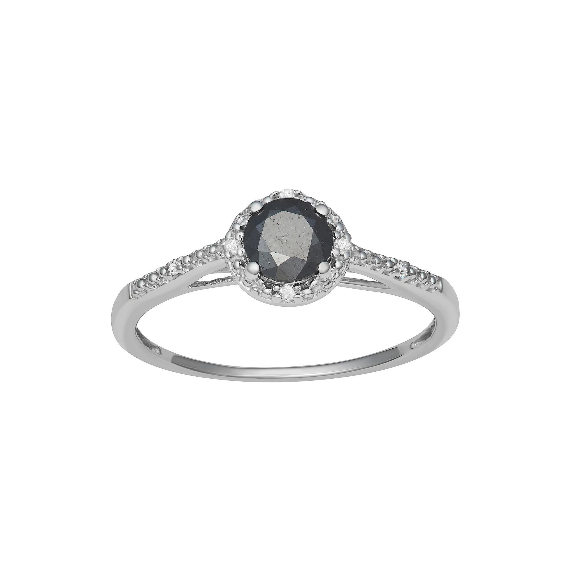 HDI Sterling Silver 1/2 Carat T.W. Black Diamond Solitaire Ring, Women's, Size: 5 Product Image