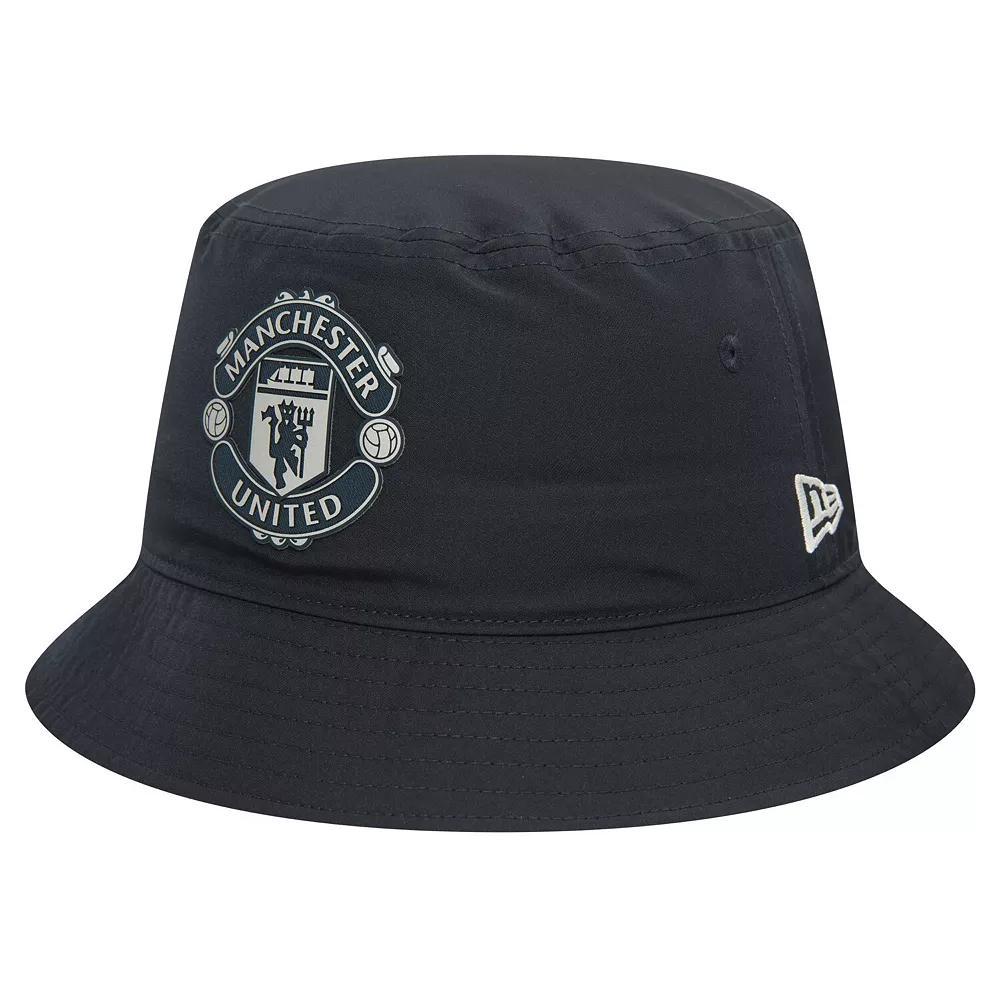 Mens New Era Navy Manchester United Rubber Woven Bucket Hat Man Blue Product Image