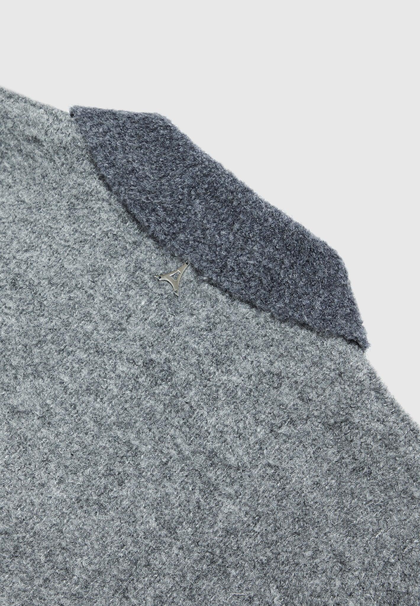 Boucle Knit Contrast Polo Jumper - Grey Male Product Image