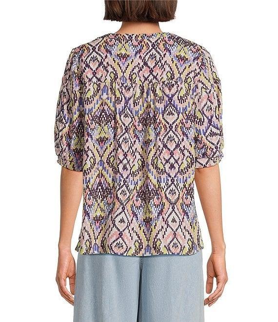 Nurture Elbow Sleeve Henley Neck Blouse Product Image