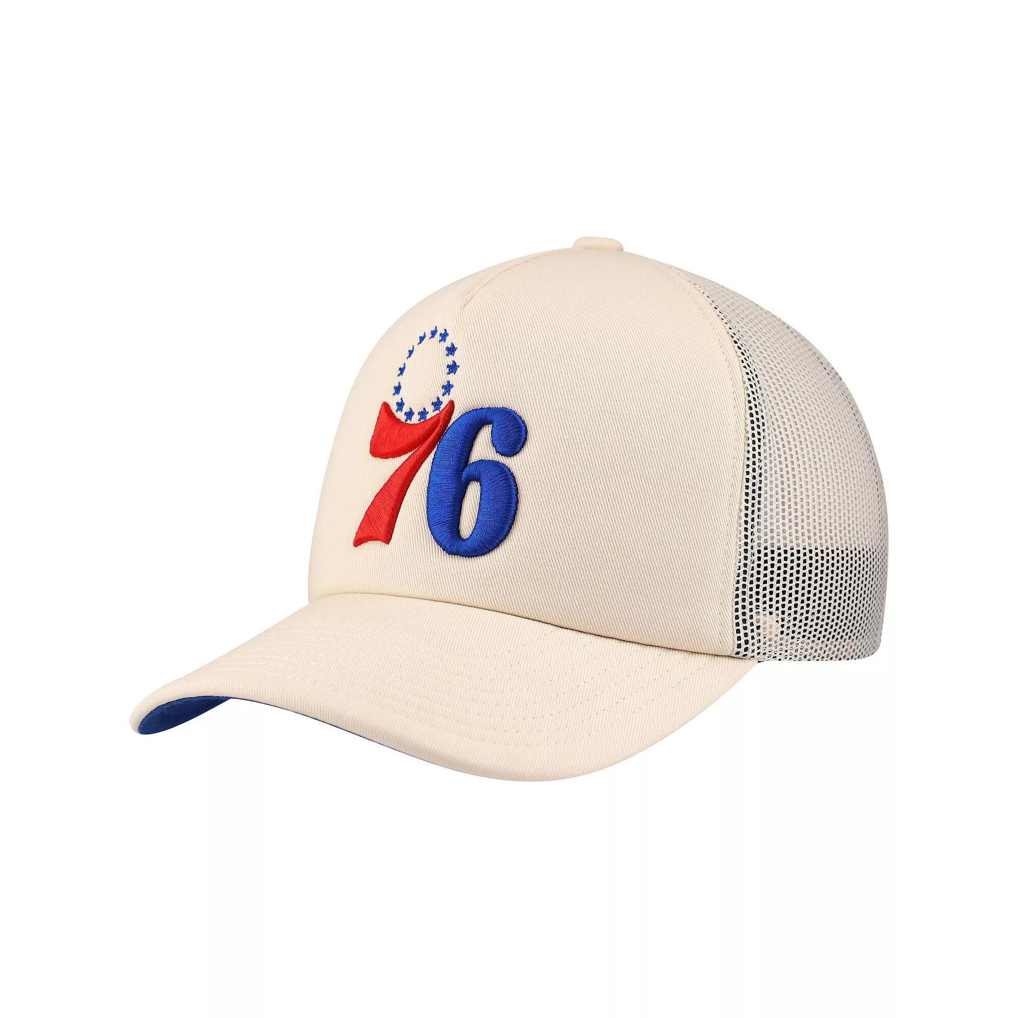 Men's Mitchell & Ness Cream Philadelphia 76ers Trucker Adjustable Hat, 76r Beige Product Image