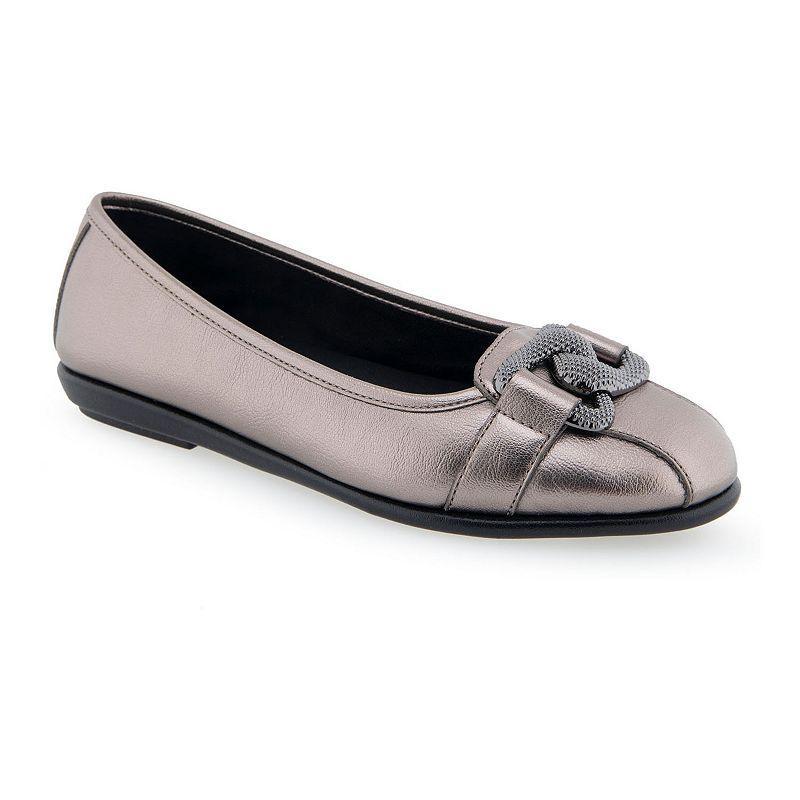Aerosoles Bijoux Womens Leather Ballet Flats Grey Pu Leather Product Image