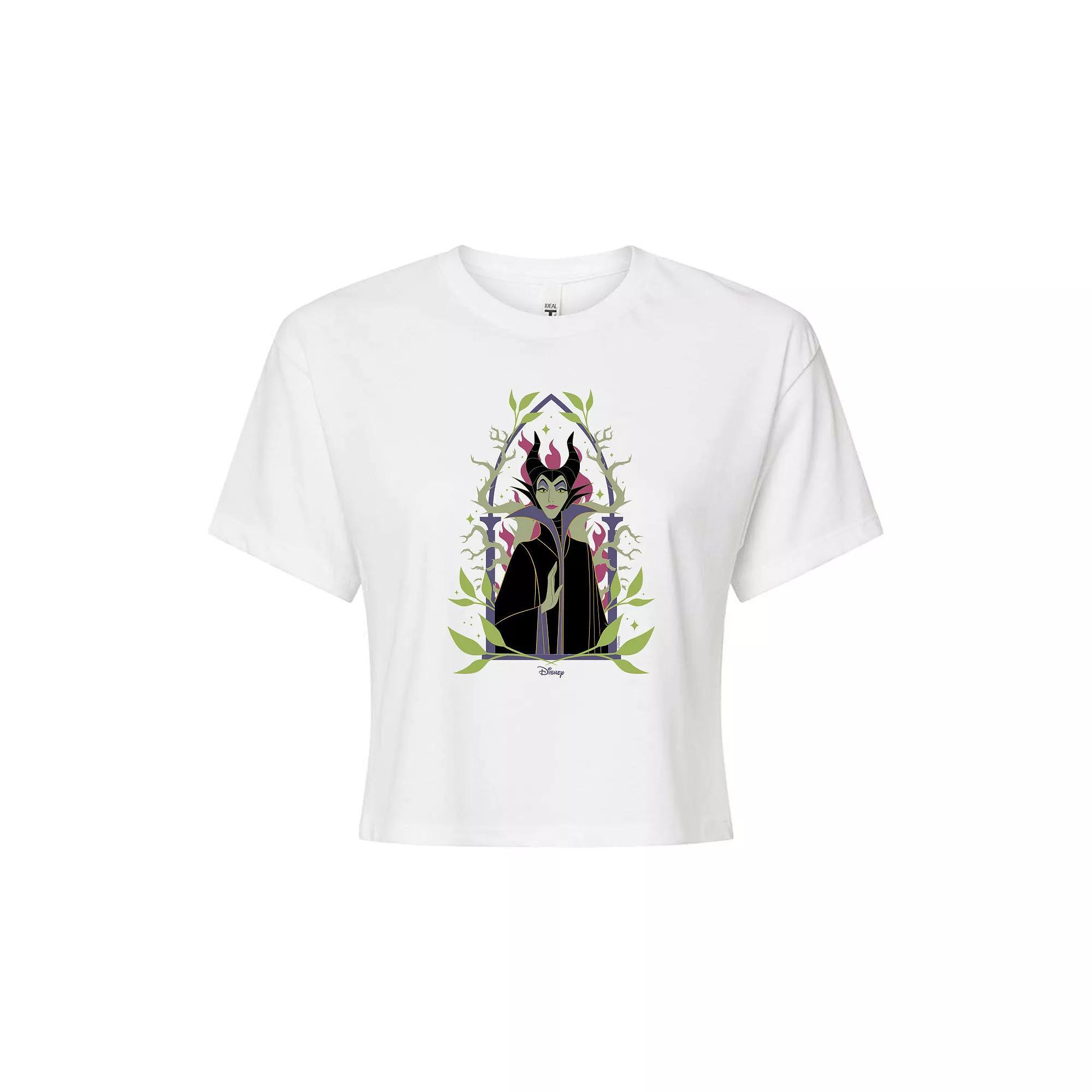 Disneys Sleeping Beauty Maleficent Juniors Cropped Tee, Girls Product Image