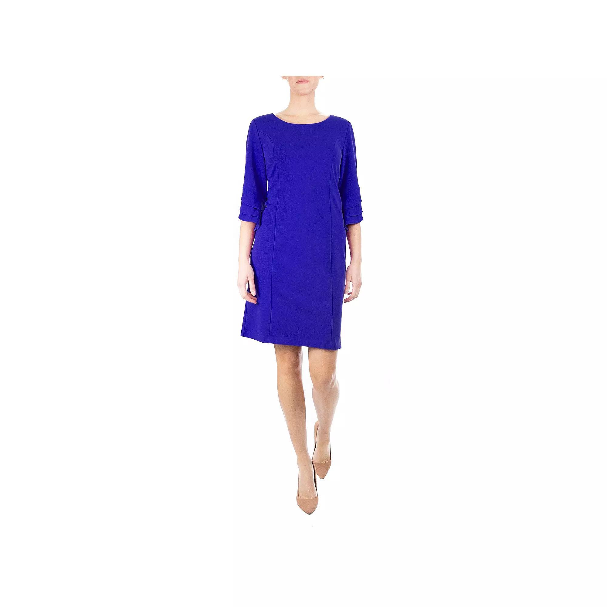Womens Nina Leonard Tiered Sleeve Sheath Dress Deep Blue Product Image