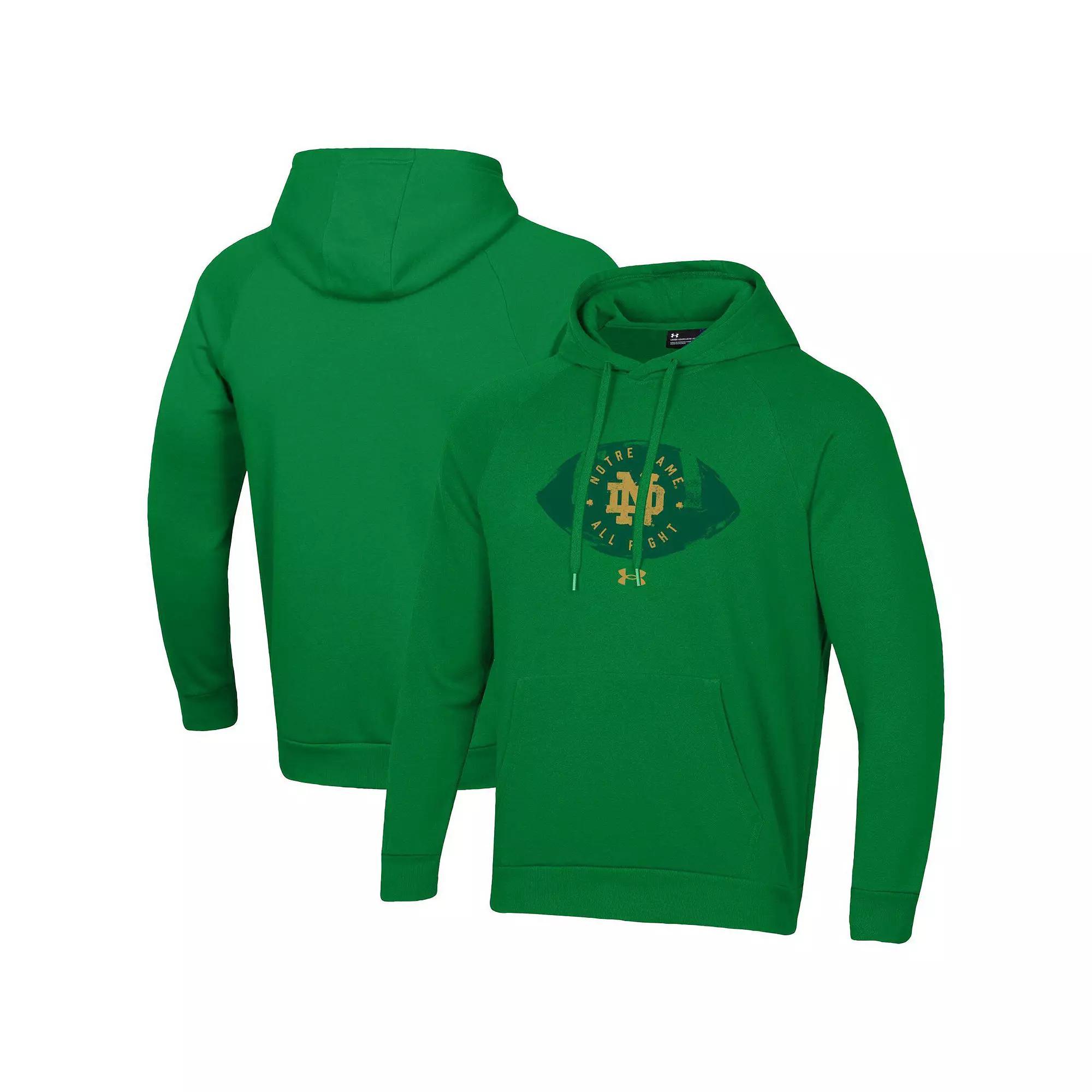 Men's Under Armour Kelly Green Notre Dame Fighting Irish 2024 Irish Wear Green Football Rival Fleece Pullover Hoodie, Size: Medium Product Image