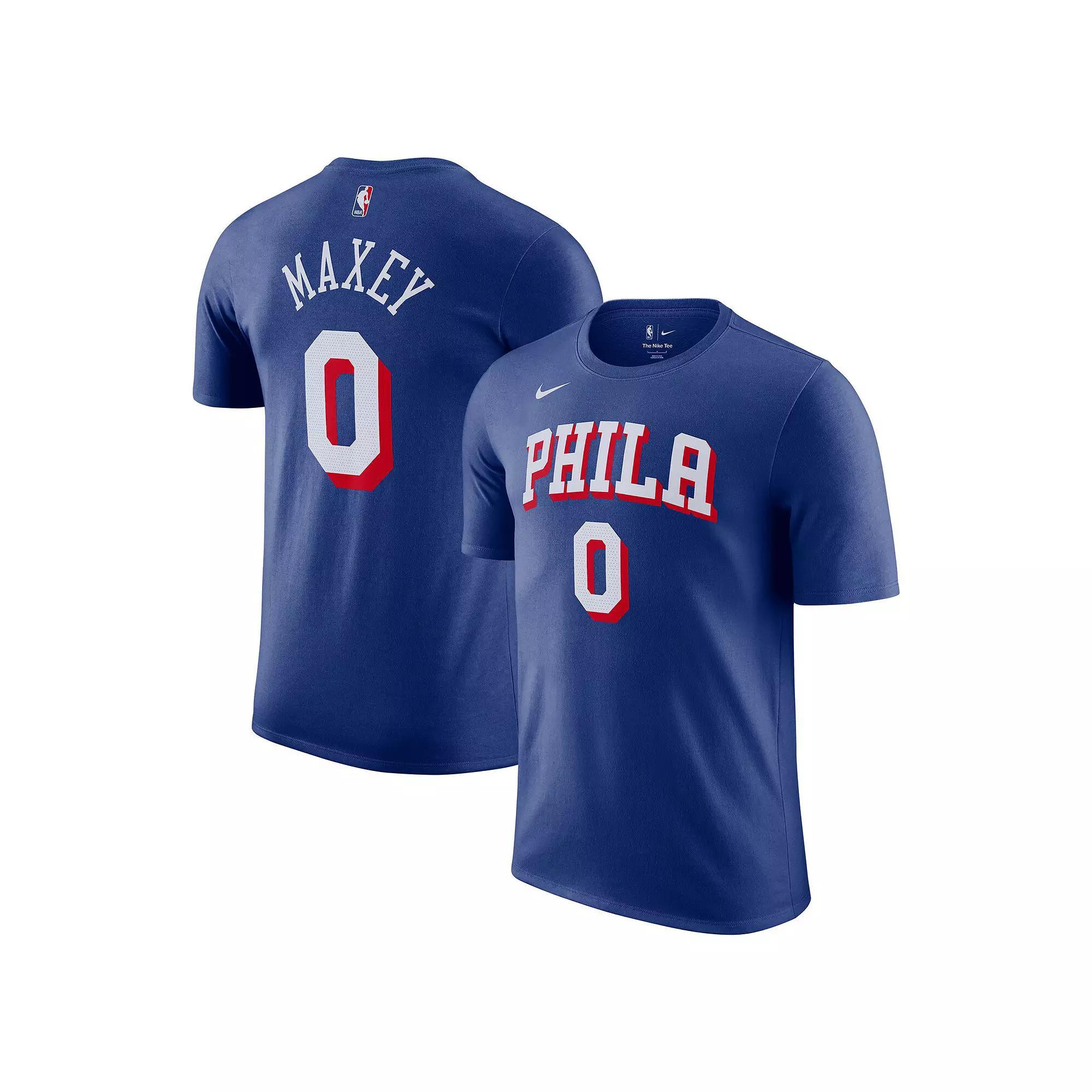 Men's Nike Tyrese Maxey Royal Philadelphia 76ers Icon Edition Name & Number T-Shirt, Size: 2XL, 76r Blue Product Image