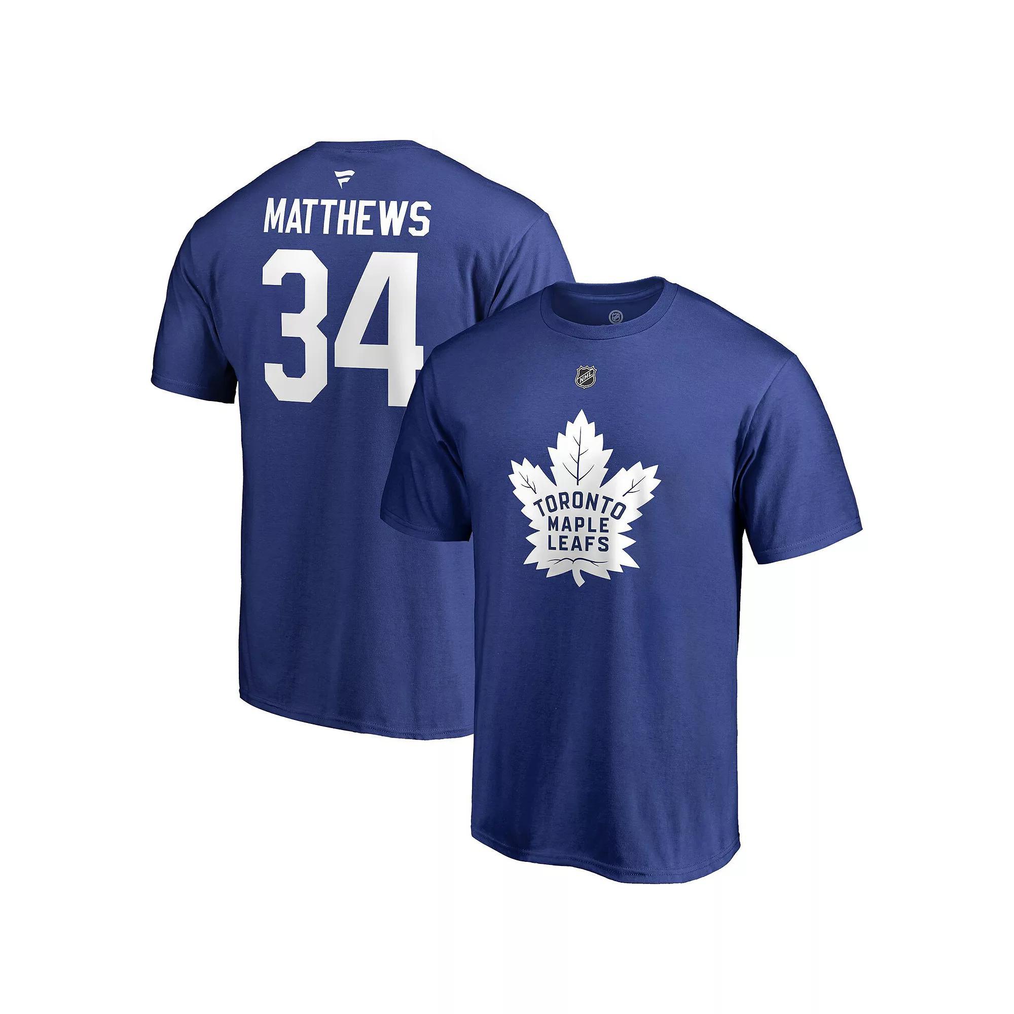 Men's Fanatics Branded Auston Matthews Blue Toronto Maple Leafs Team Authentic Stack Name & Number T-Shirt, Size: Small, Mpl Blue Product Image