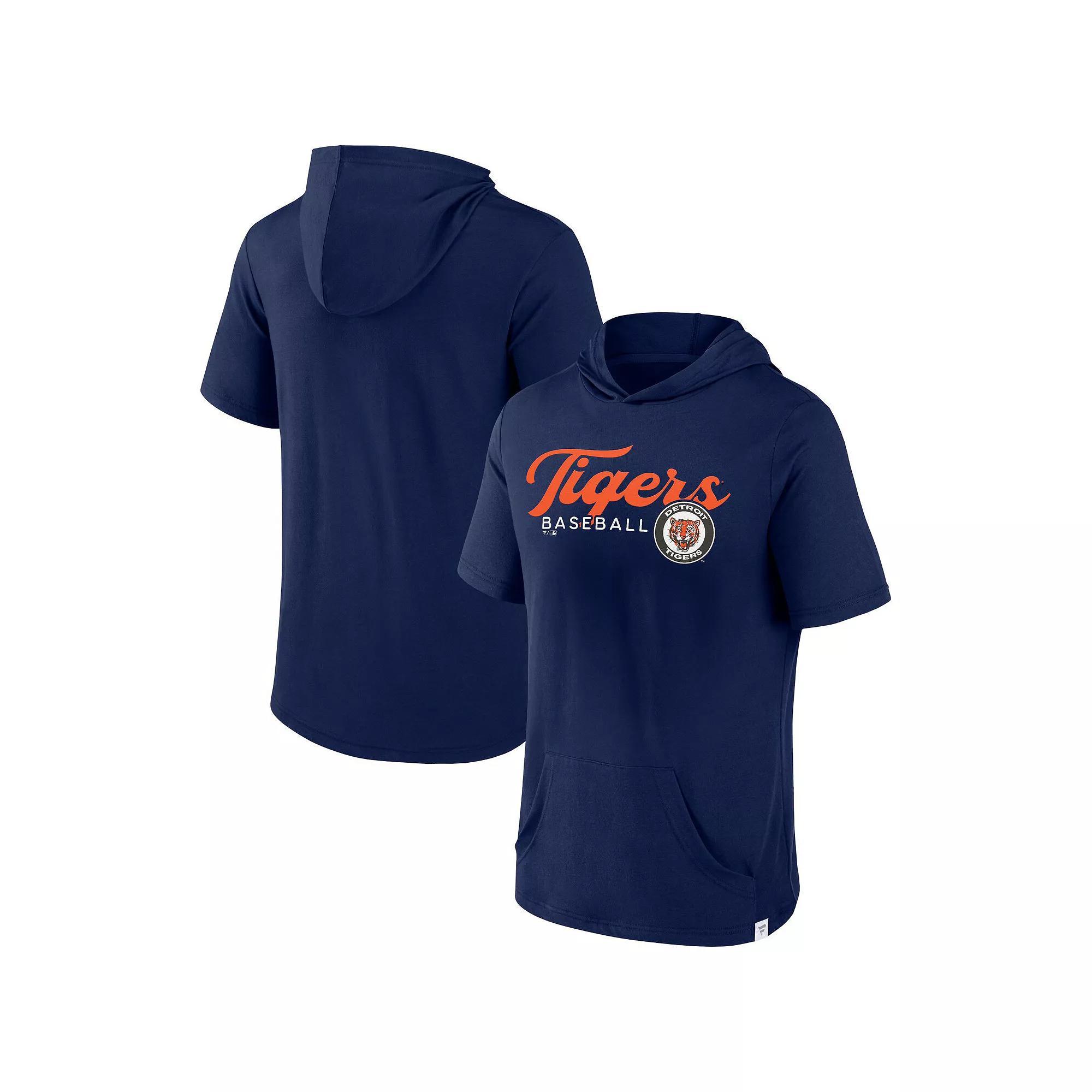 Men's Fanatics Branded Navy Detroit Tigers Offensive Strategy Short Sleeve Pullover Hoodie, Size: Medium, Blue Product Image