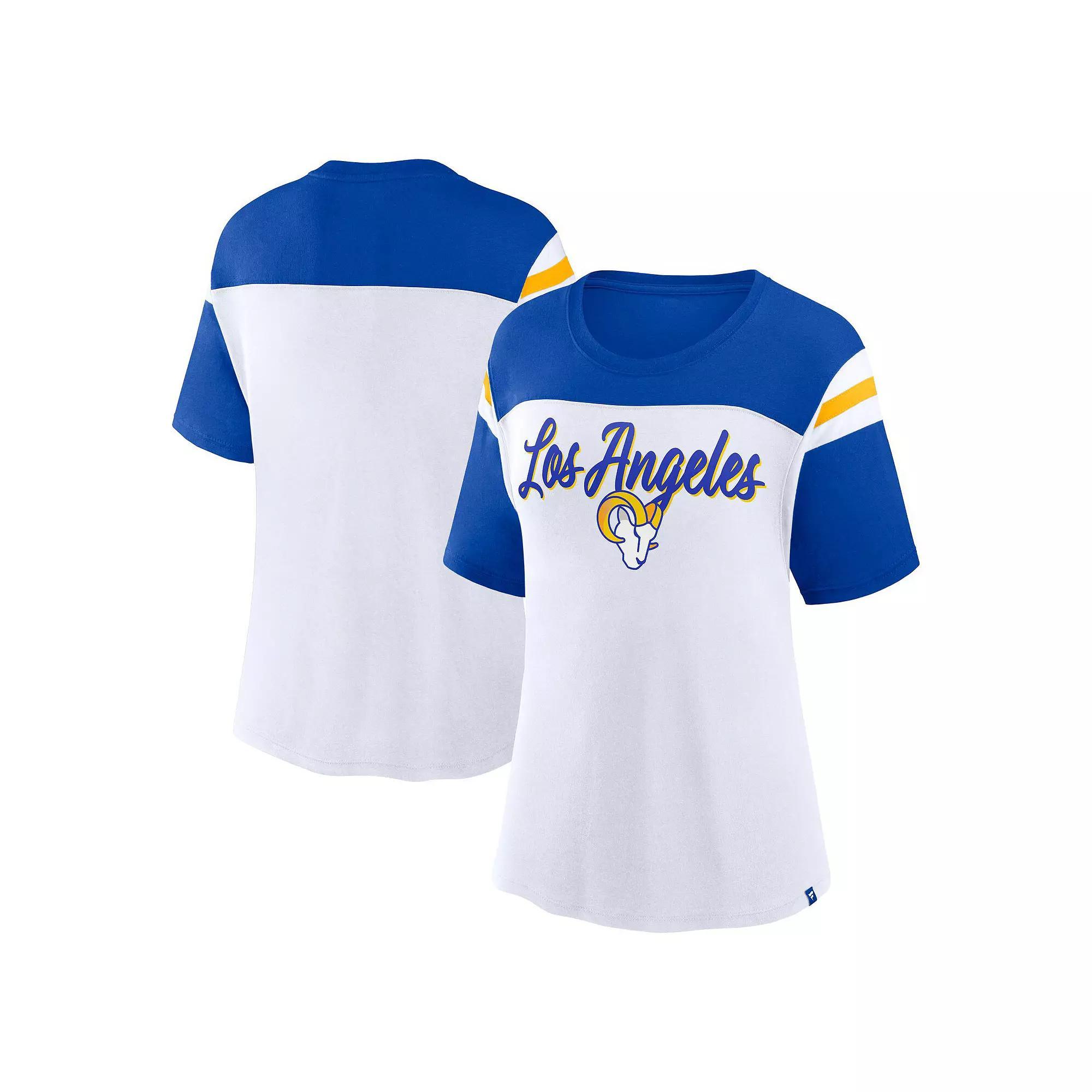 Women's Fanatics White/Royal Los Angeles Rams Cheer Chant Fashion T-Shirt, Size: Large Product Image