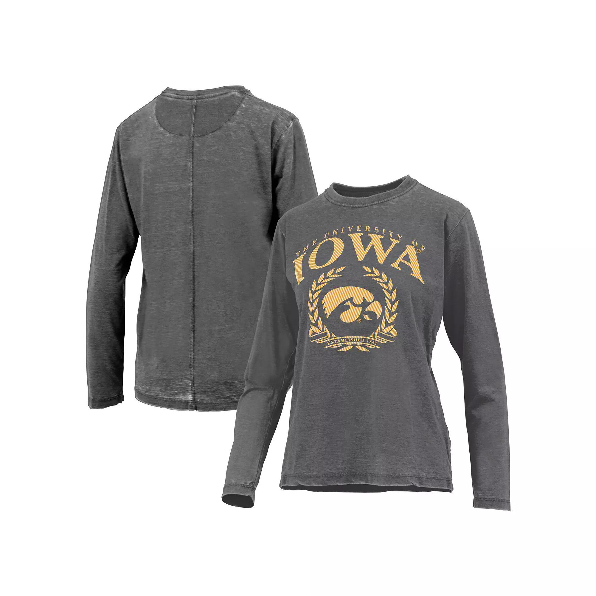 Women's Pressbox Black Iowa Hawkeyes Chandler Olive Leaf Arch Long Sleeve T-Shirt, Size: Medium Product Image