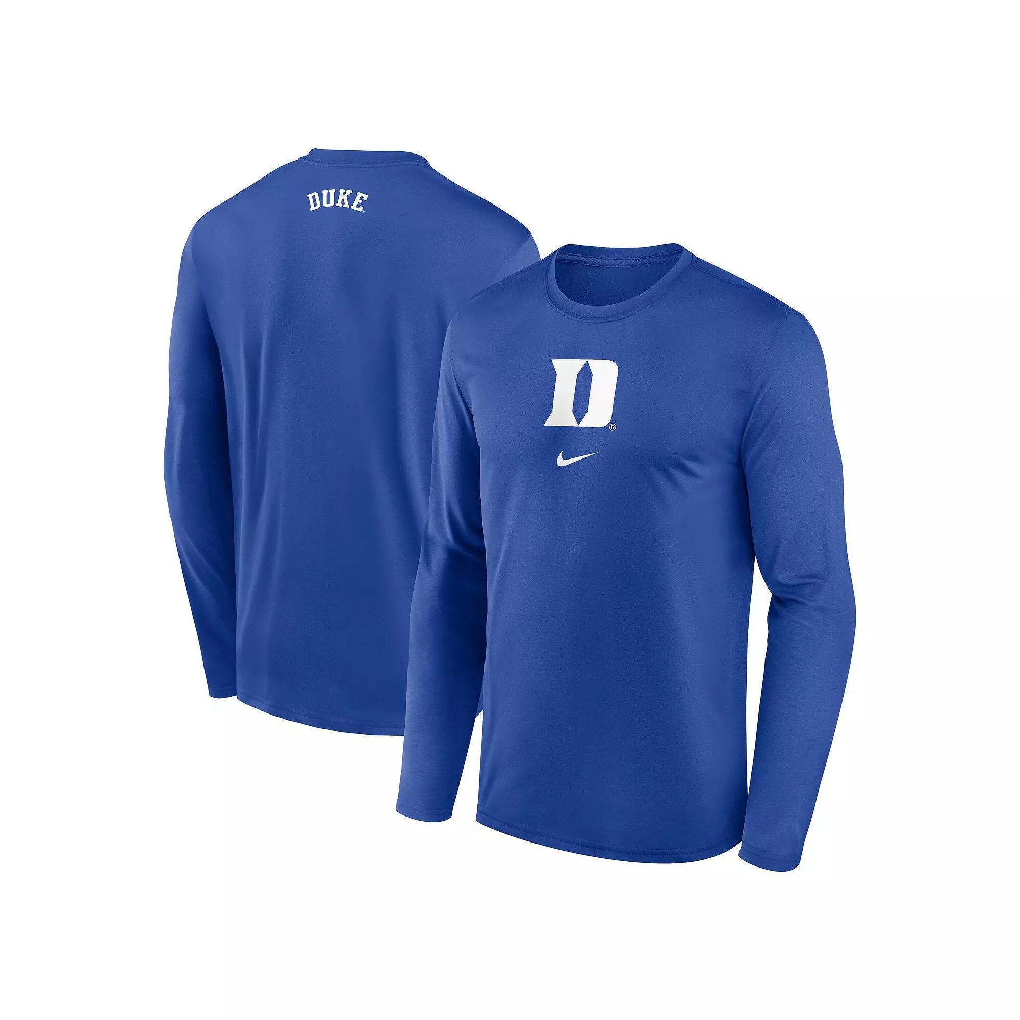 Men's Nike Royal Duke Blue Devils On-Court Basketball Shootaround Performance Long Sleeve T-Shirt, Size: 2XL Product Image