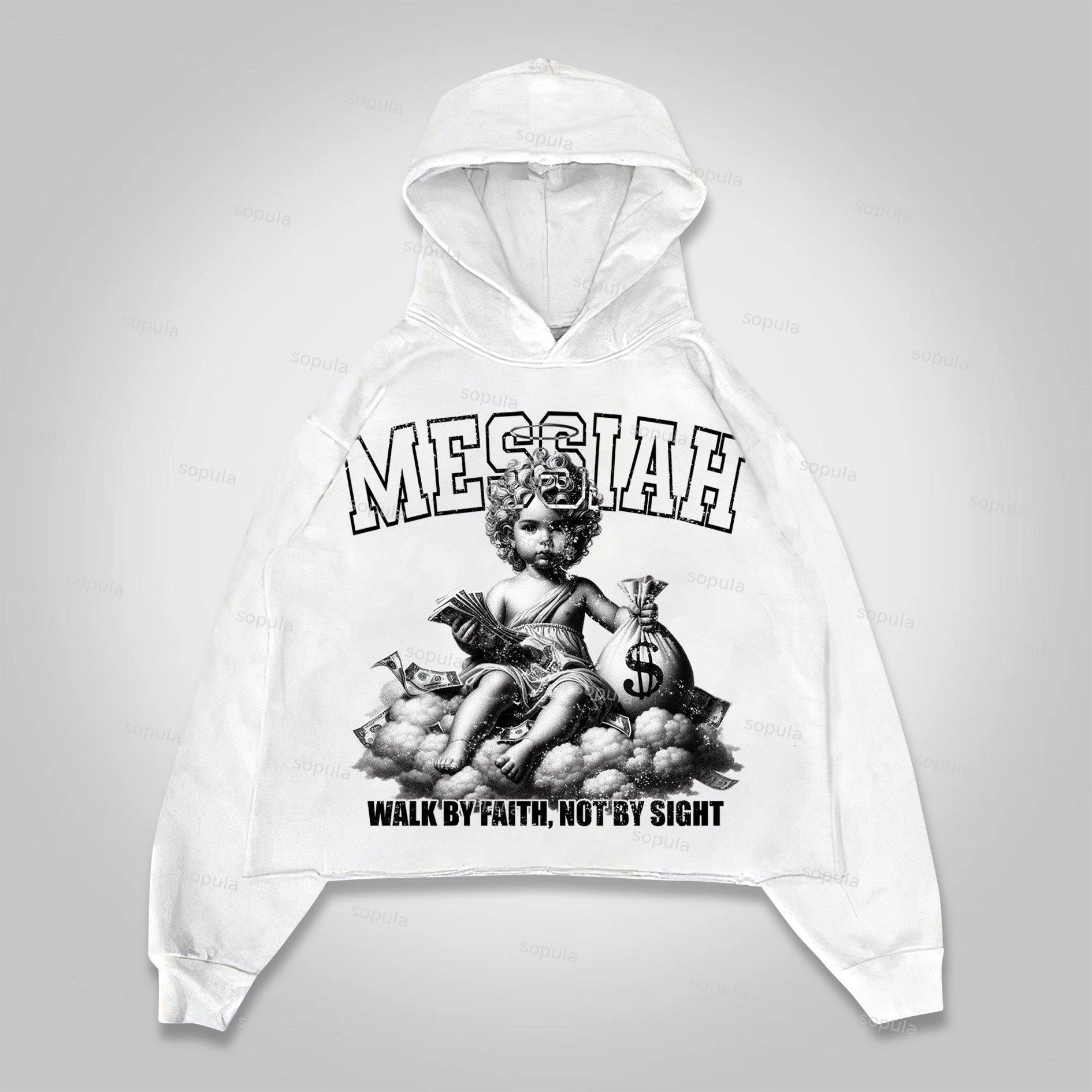 Sopula Messiah Vintage Money Angel Graphic Cropped Hoodie Product Image