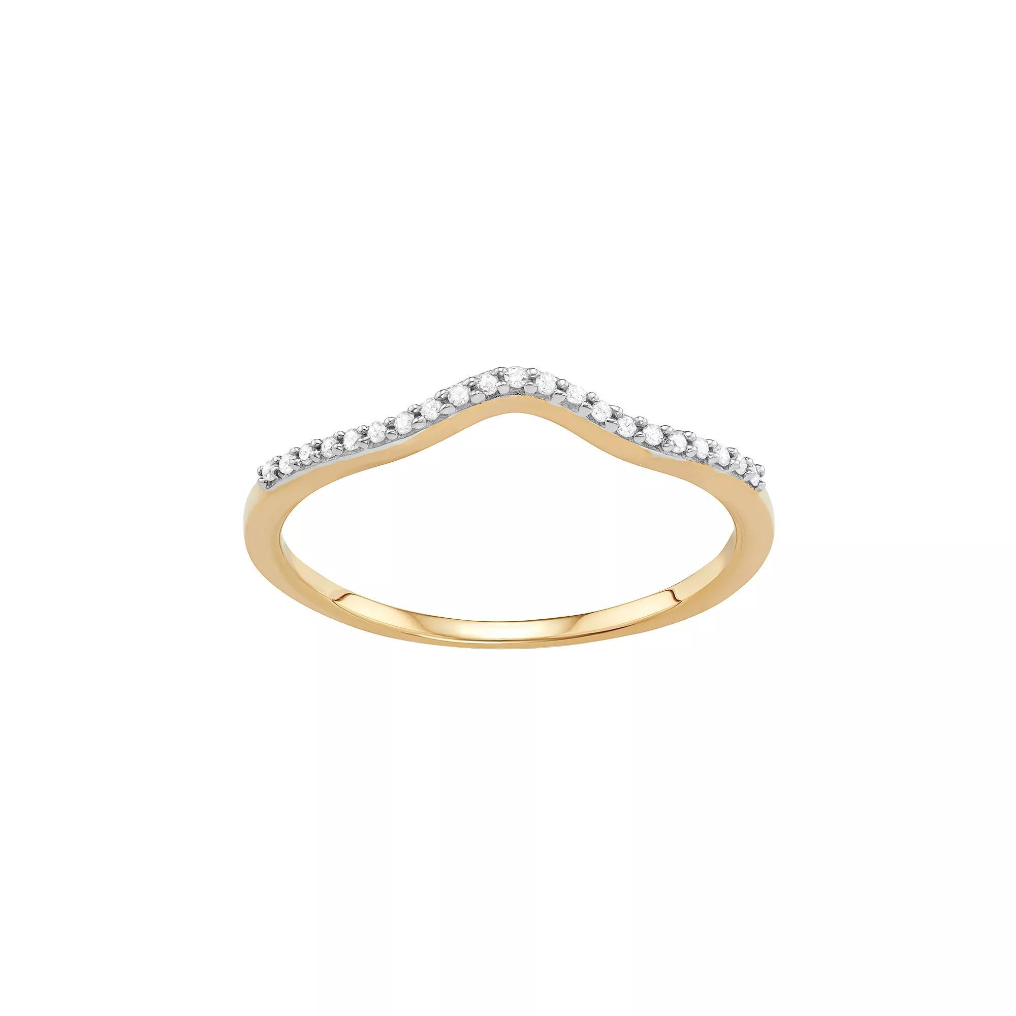 Jewelexcess Sterling Silver Diamond Accent V Ring, Women's, Size: 6, Gold Tone Product Image